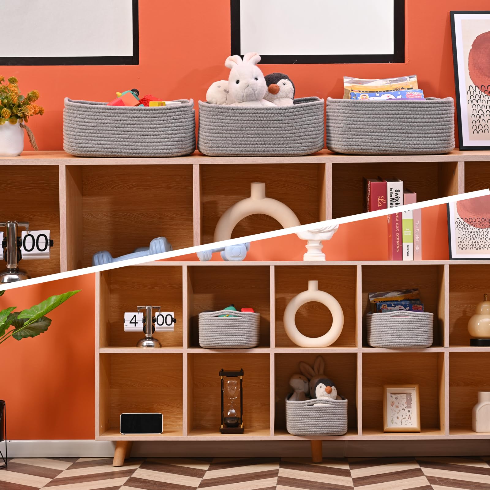 Small Grey Baskets for Organizing (3 Count)