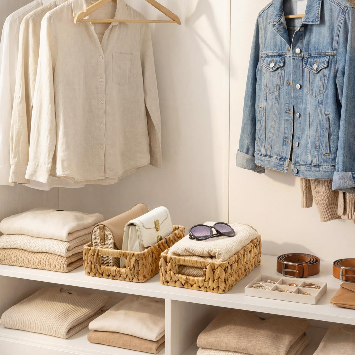 Small Wicker Baskets for Shelves (2 Count)