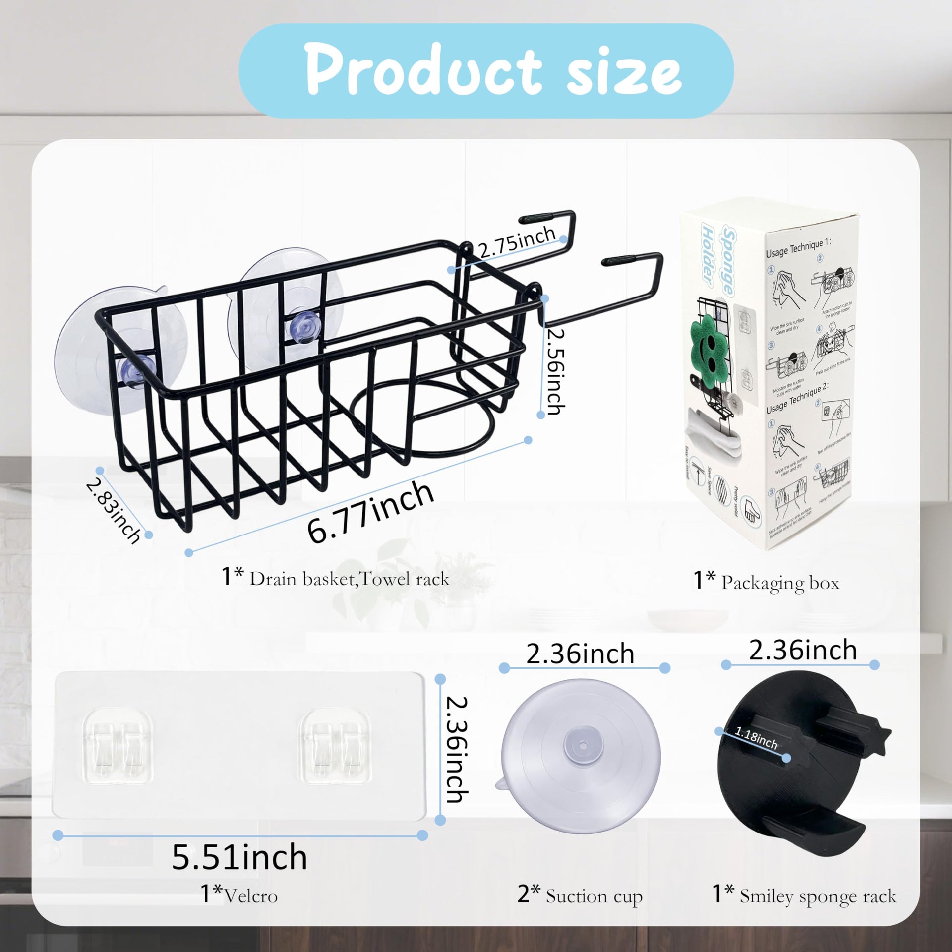 Sponge Holder Smile Face with Dish Cloth Hanger for Kitchen Sink