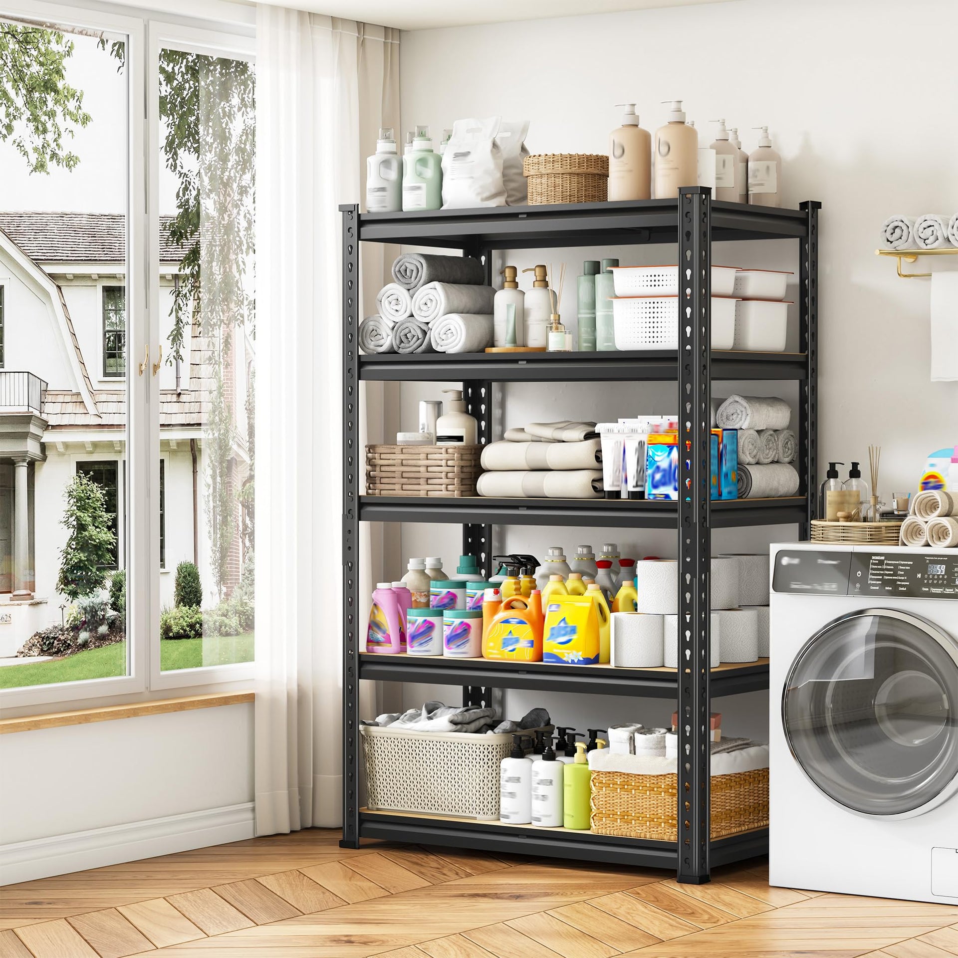 Adjustable 5 Tier Storage Shelves for Pantry Kitchen Closet