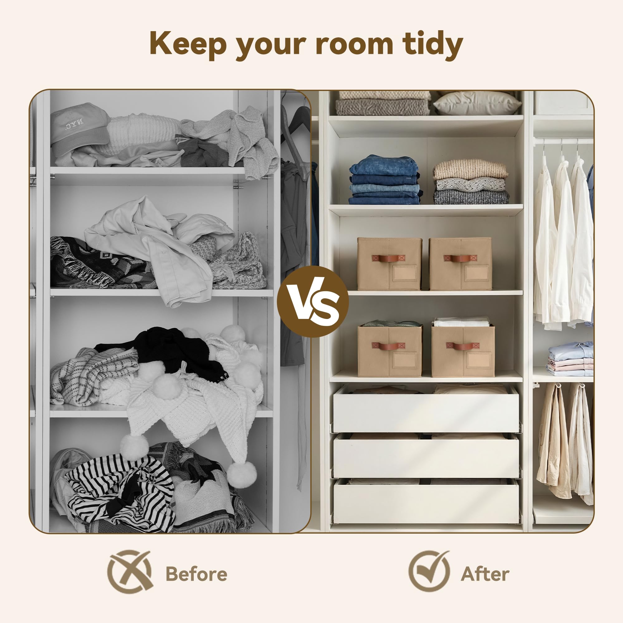 Closet Storage Bins with Label (3 Count)
