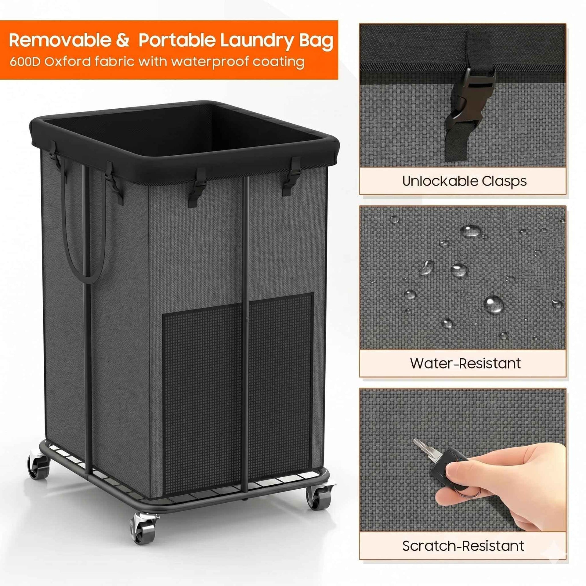 Laundry Hamper with Wheels (99.68 Ounce)