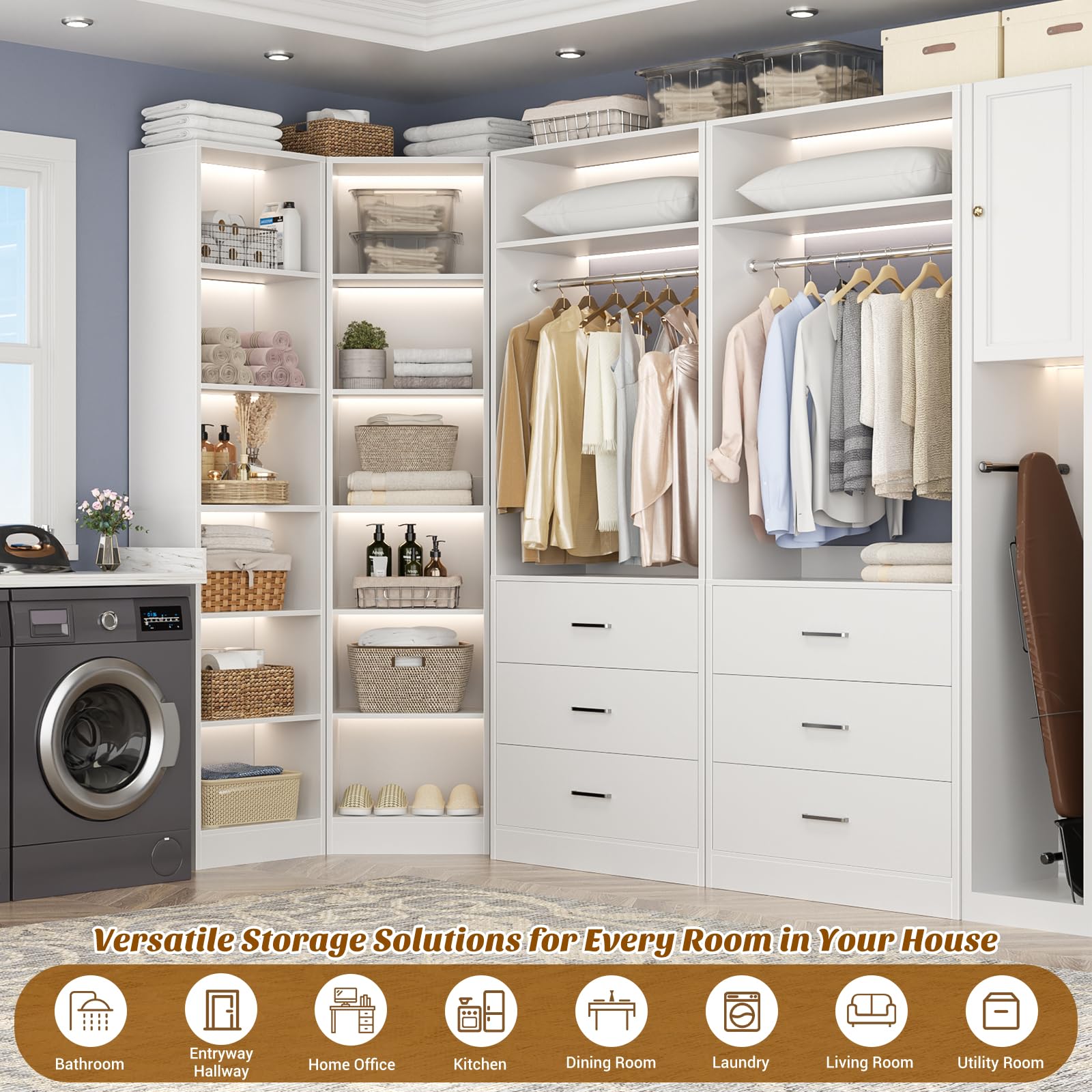 Closet System with 6 Drawers & 10 Shelves