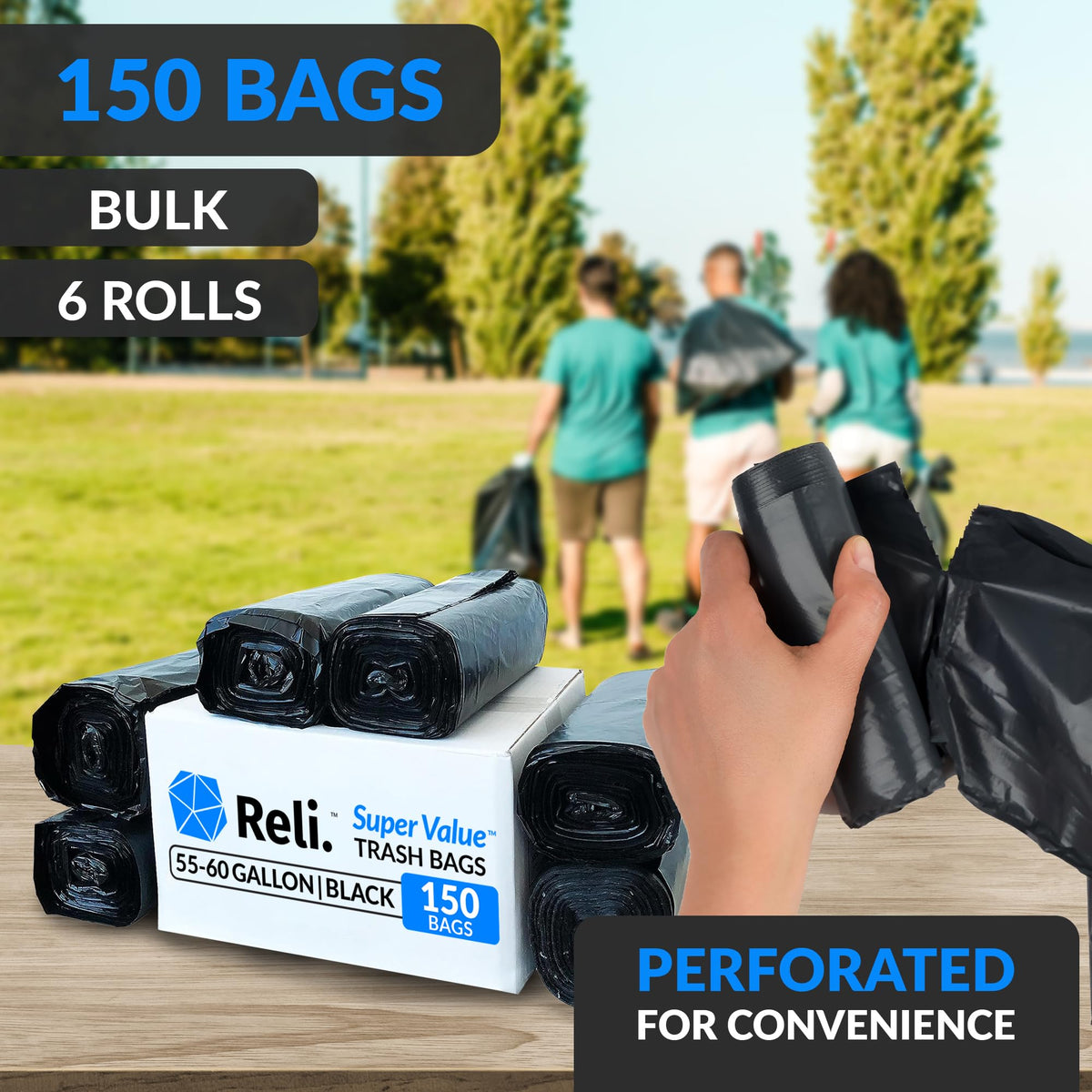 55 60 Gallon Trash Bags Heavy Duty (150 Count)