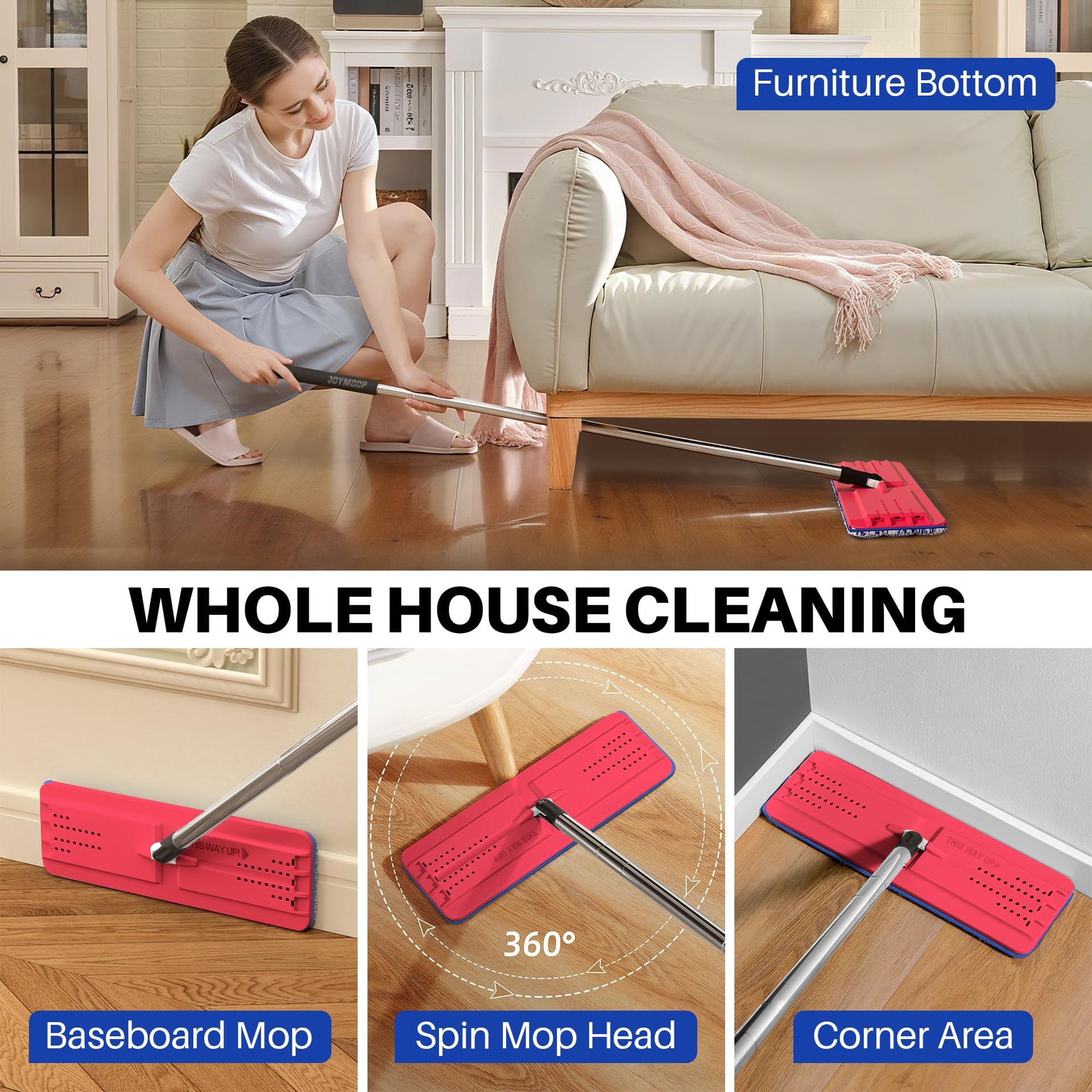 Replacement Mop Pads for Flat Mop Bucket System (4 Count)