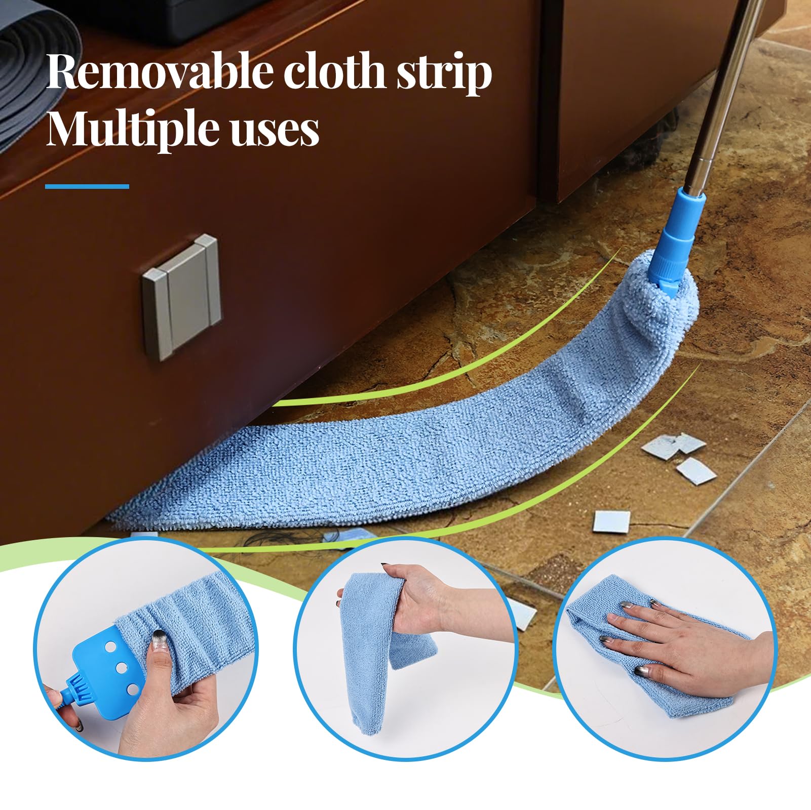 Retractable Gap Duster Cleaner Cleaning Tools with 2 Microfiber Dusting Cloths Washable Duster for Cleaning Under Appliances Furniture Couch Fridge (2 Count)