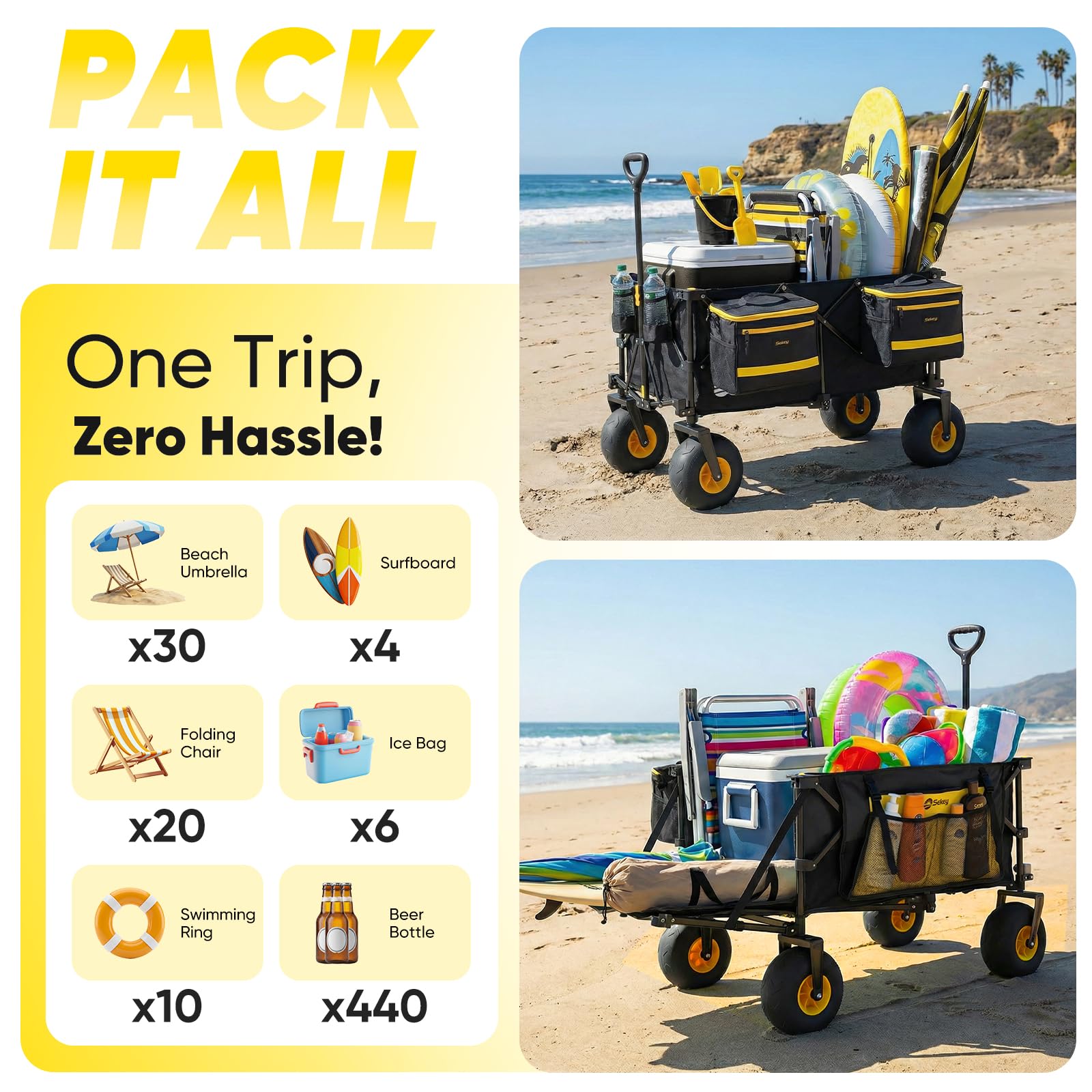 Heavy Duty Beach Wagon with 9" Big Sand