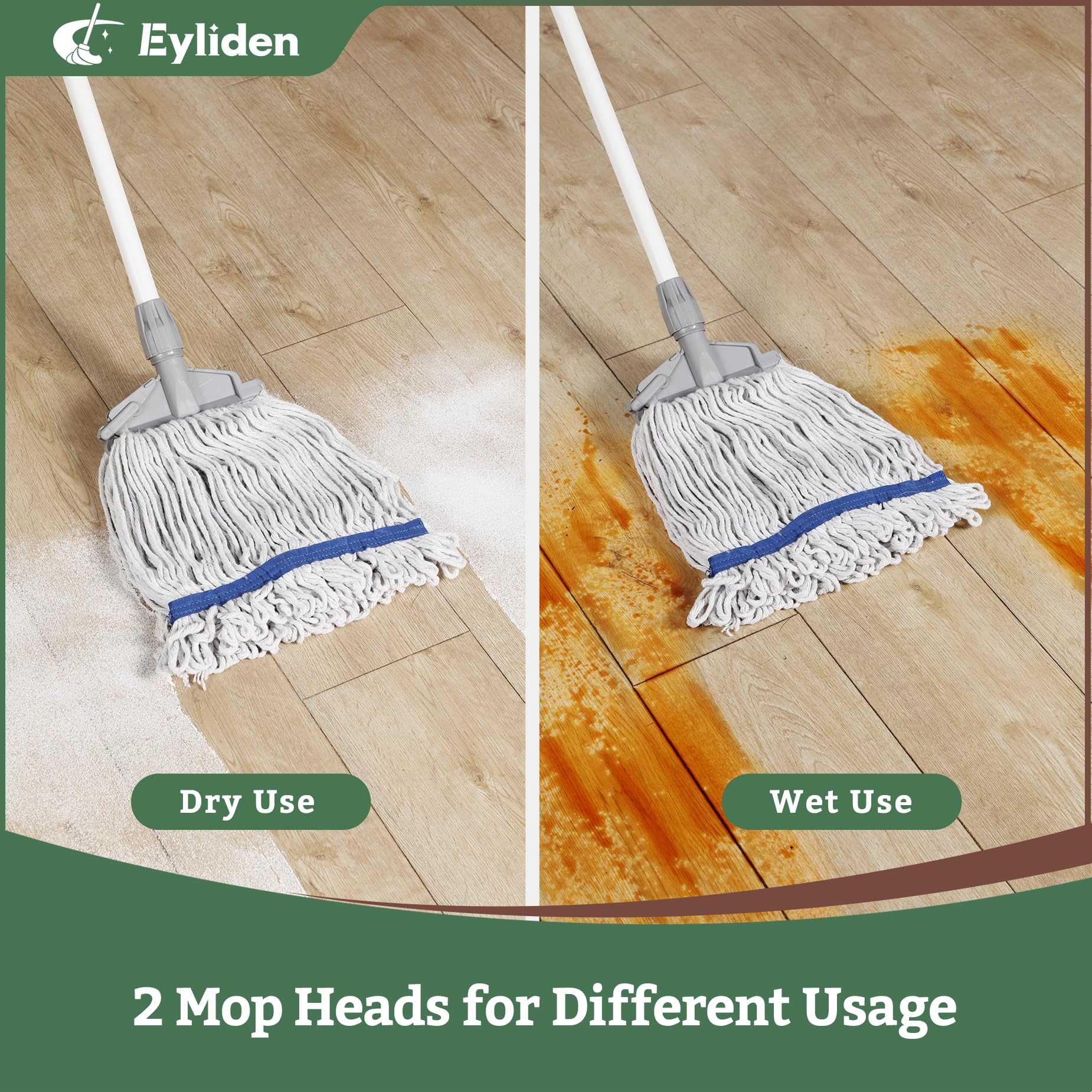 Commercial Wet Mop with 2 Cotton Heads