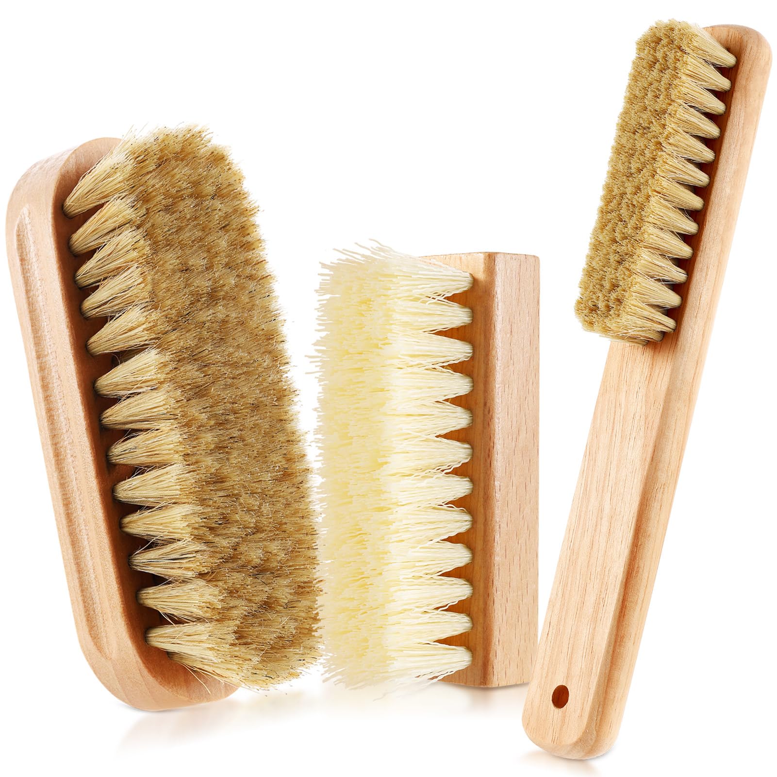 3 Pcs Wood Laundry Stain Brush Stain Remover Brushes with Boar Bristle Small Stain Brush for Clothes for Scrubbing Stains from Furniture Fabric Leather (3 Count)