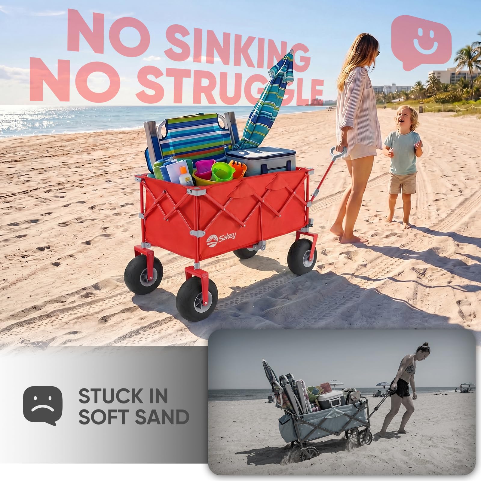 Heavy Duty Beach Wagon with 9" Big Sand