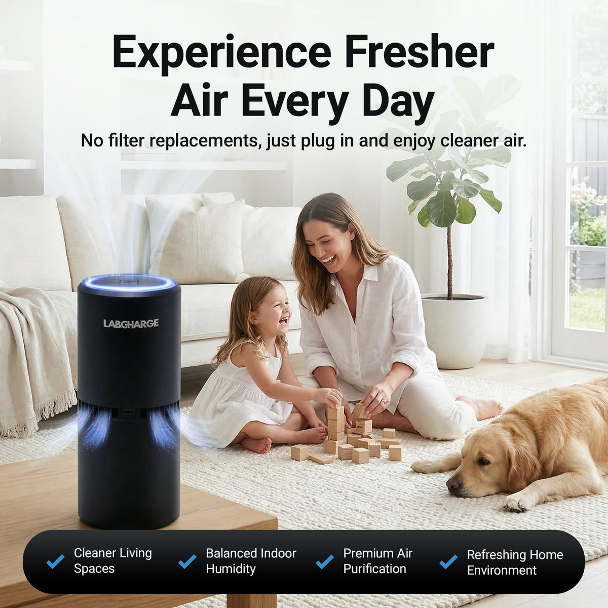 LabCharge Small Ionic Air Purifier for Home & Bedroom (5 Count)