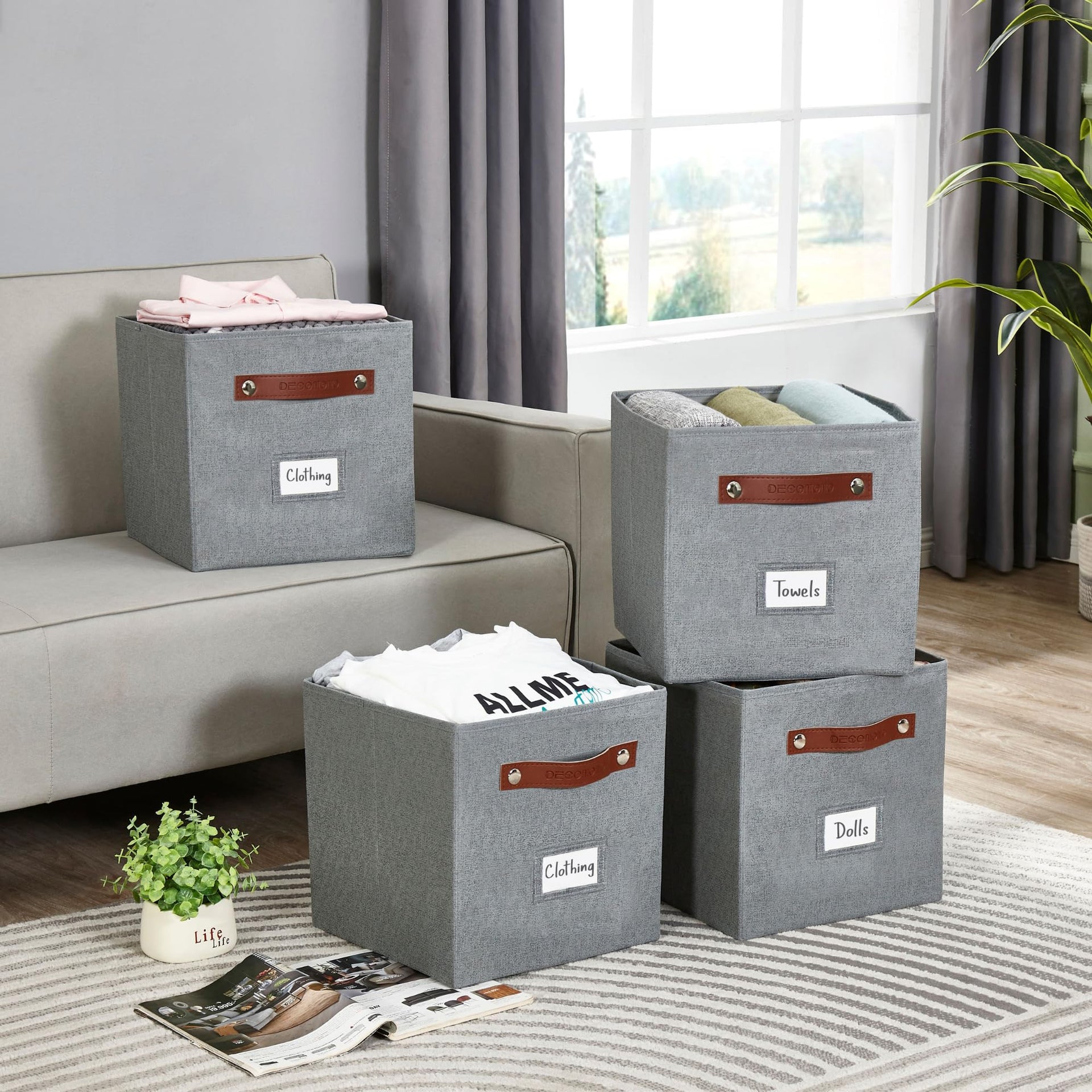 Storage Bins Cube Storage Bin with Labels (6 Count)