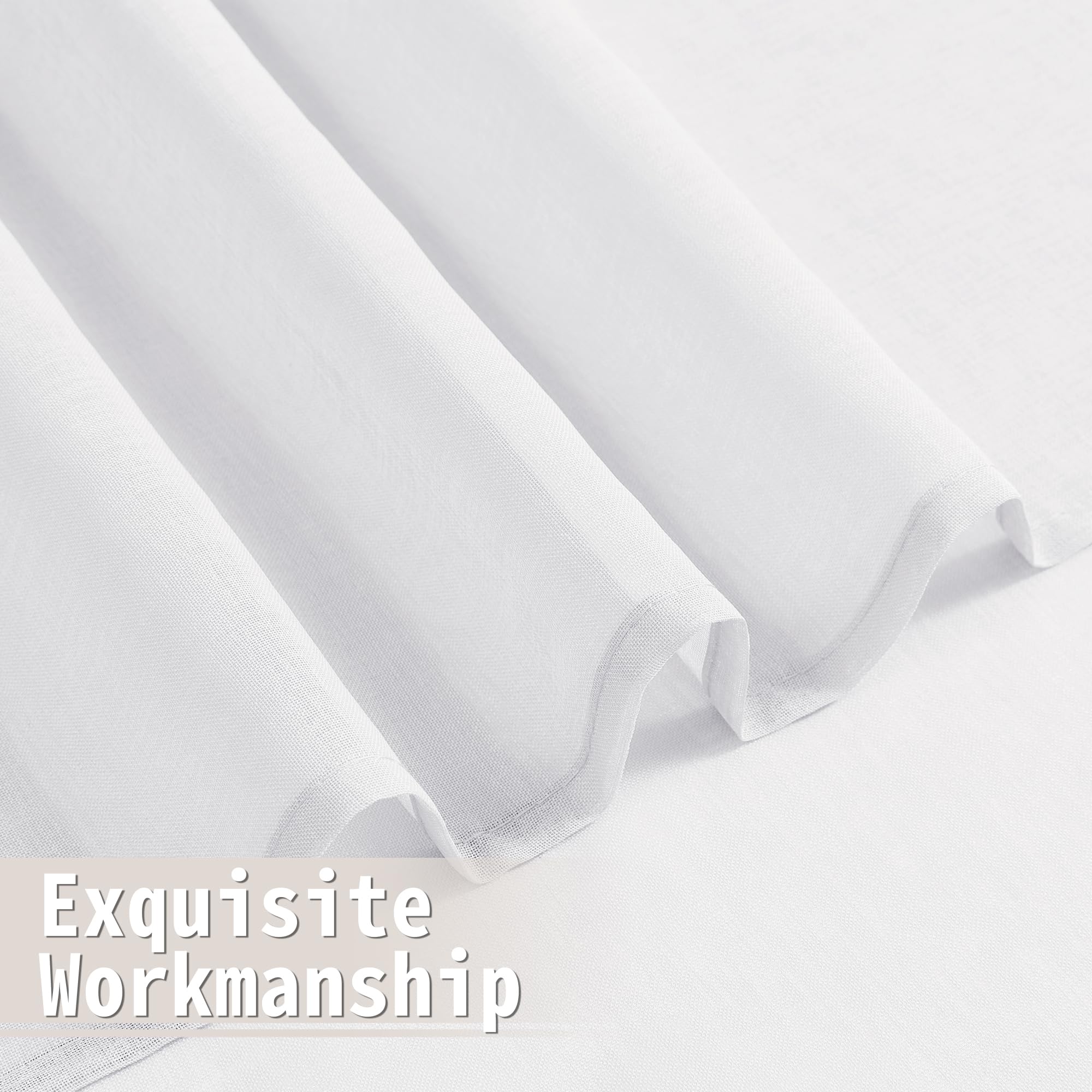 Short Sheer Door Curtains Closet Linen Textured Curtains Sheer Doorway Light Filtering Voile Patio Glass Door Rod Pocket Curtain French Doors