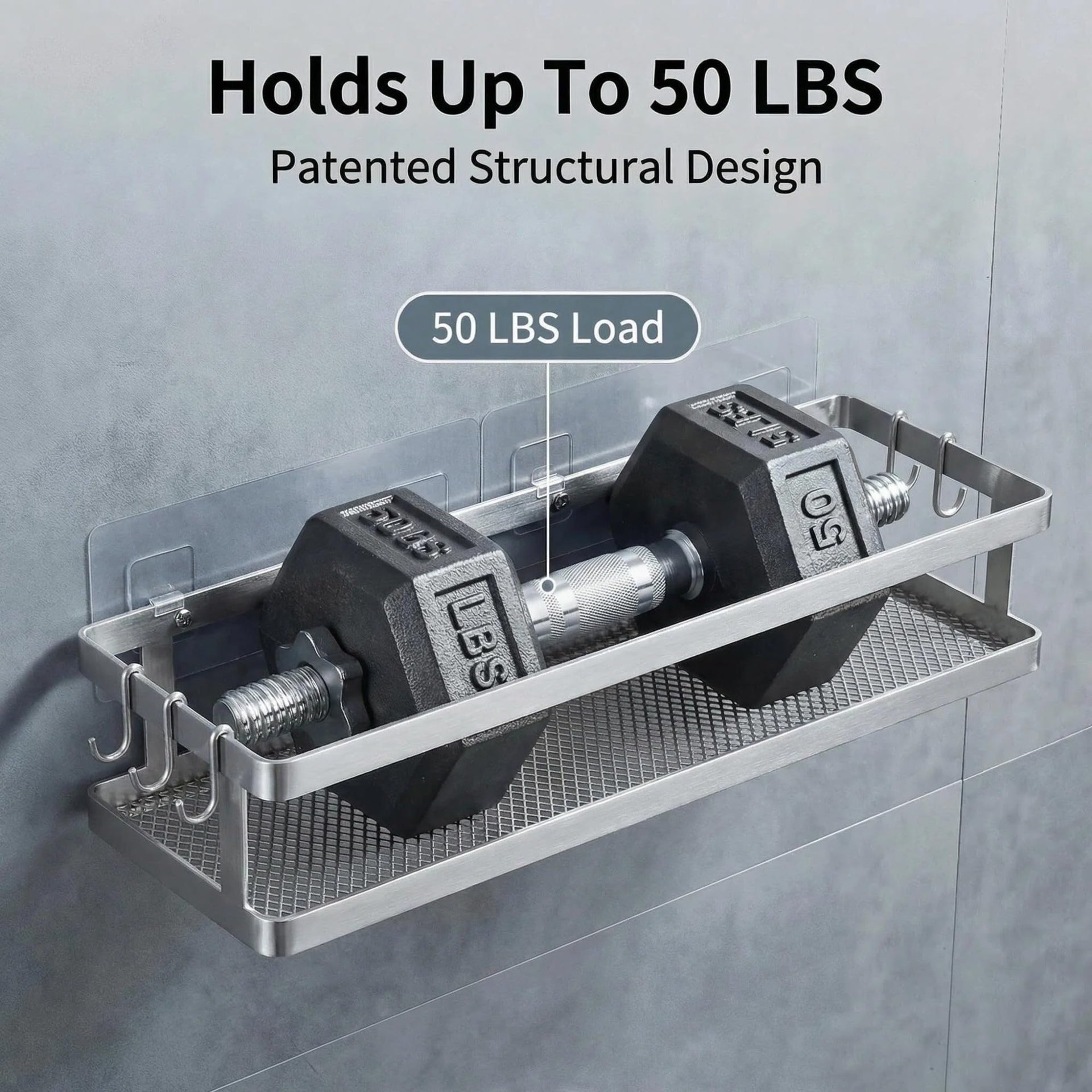 5-in-1 16.5" Extra Long Kitchen Organizer & Shower Caddy Set, Wall Mount Spice Rack with Paper Towel Holder, Utensil Holder & Soap Dish, Rustproof Mesh - Silver Gray, Guardrail