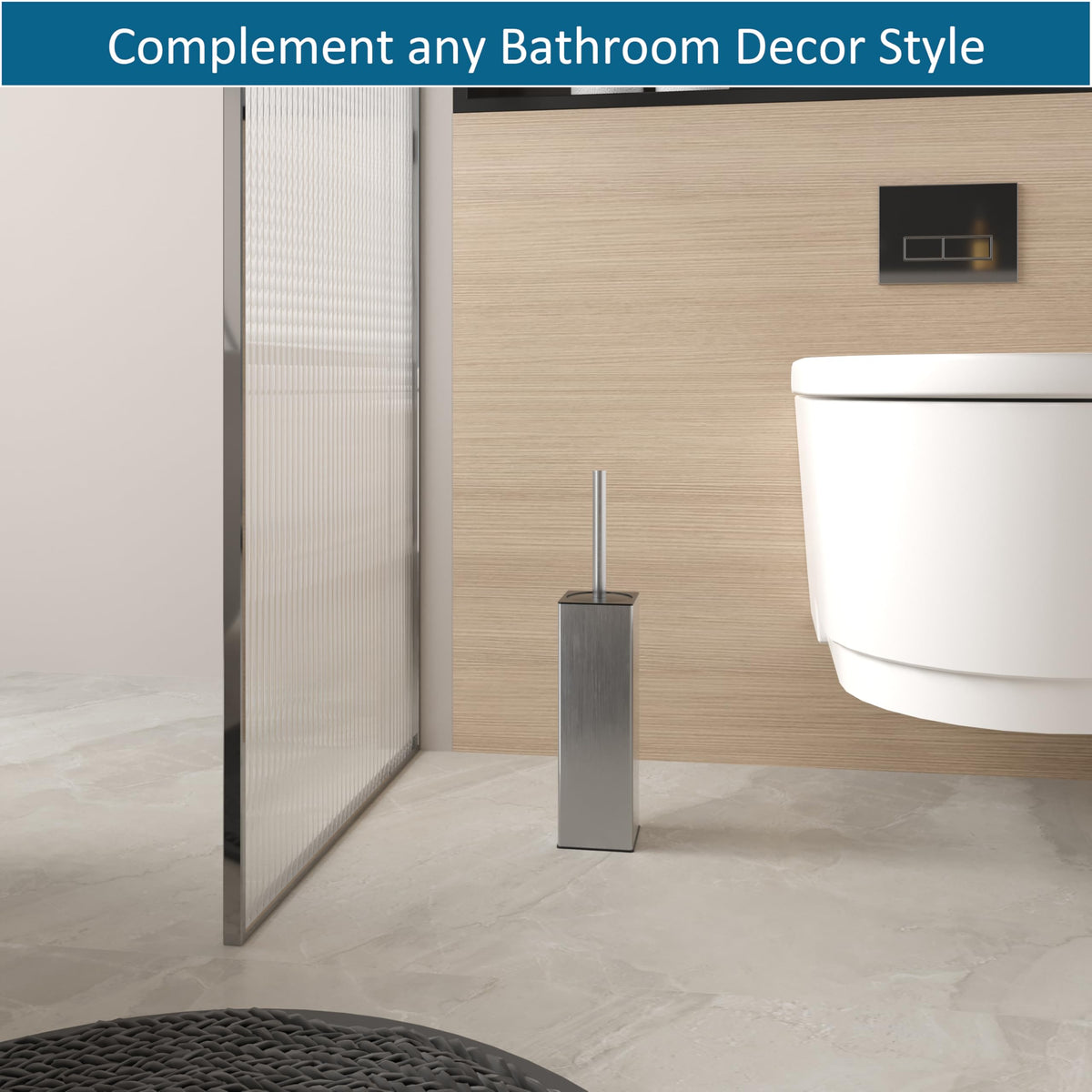 Toilet Brush and Holder Set Brushed Nickel Toilet Bowl Cleaner Brush Freestanding for Bathroom