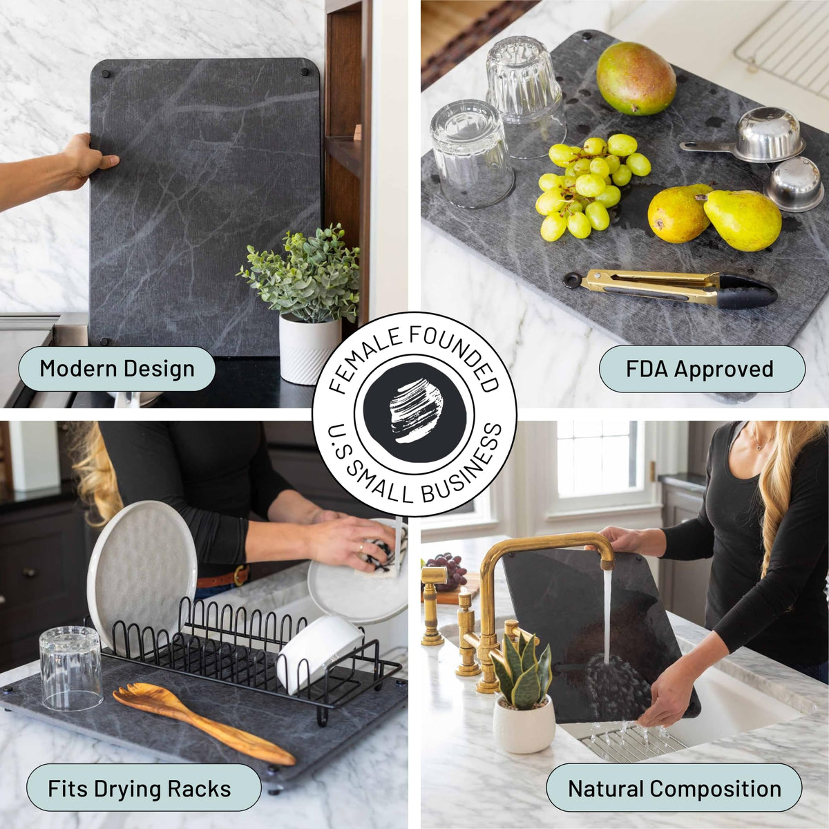 Natural Stone Dish Drying Mat 18" x 14"