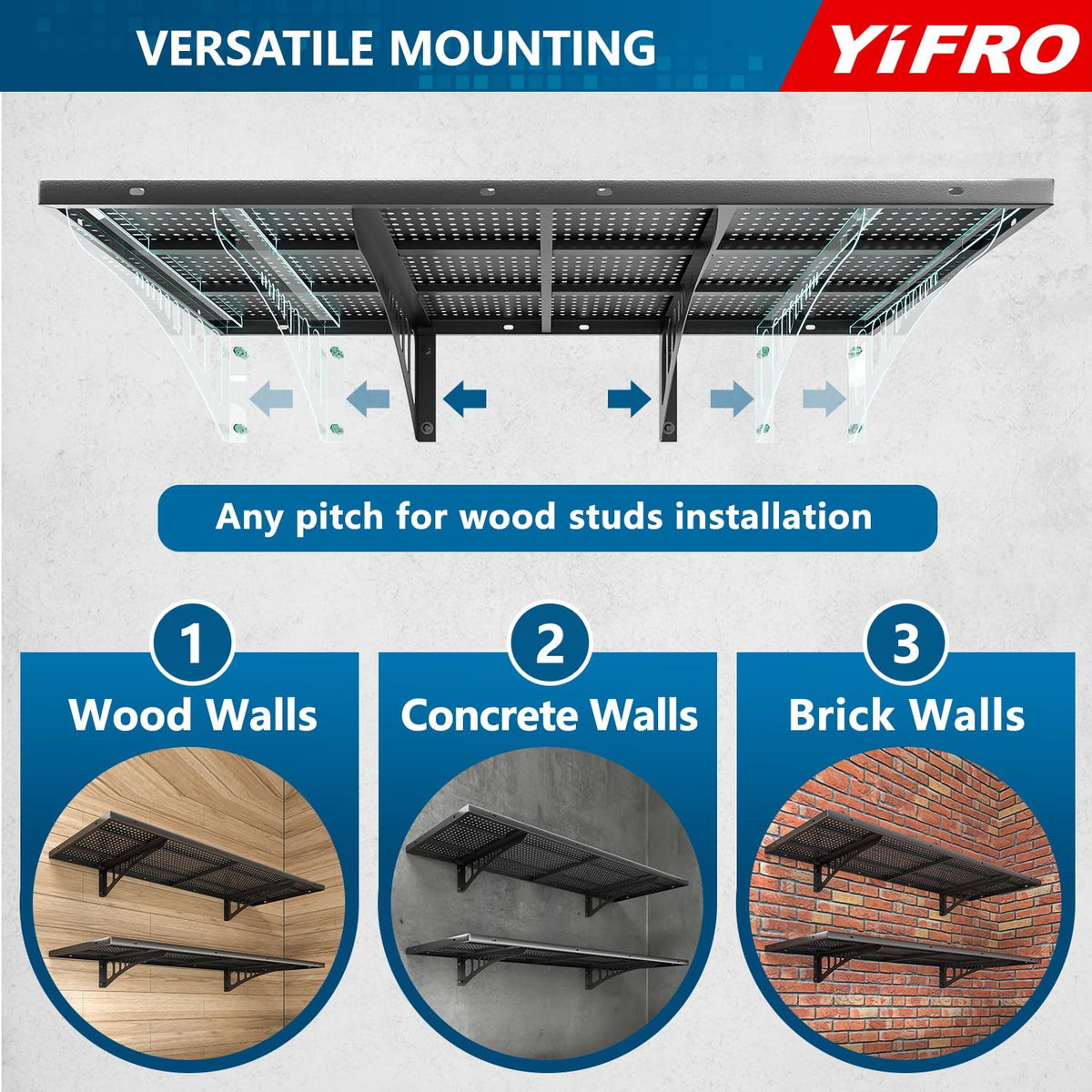 4 Pack 1.5x4ft Heavy Duty Garage Wall Shelving (4 Count)