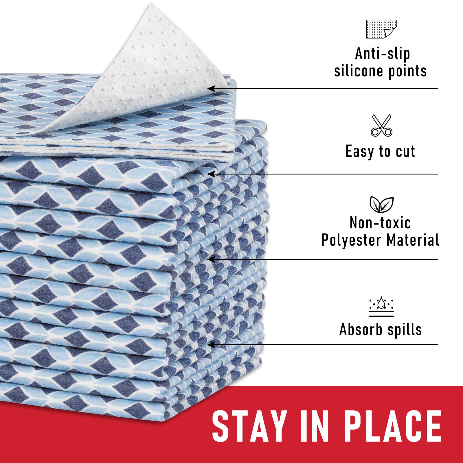 6 Pack 12" × 24" Cloth Shelf Liners for Kitchen Cabinet