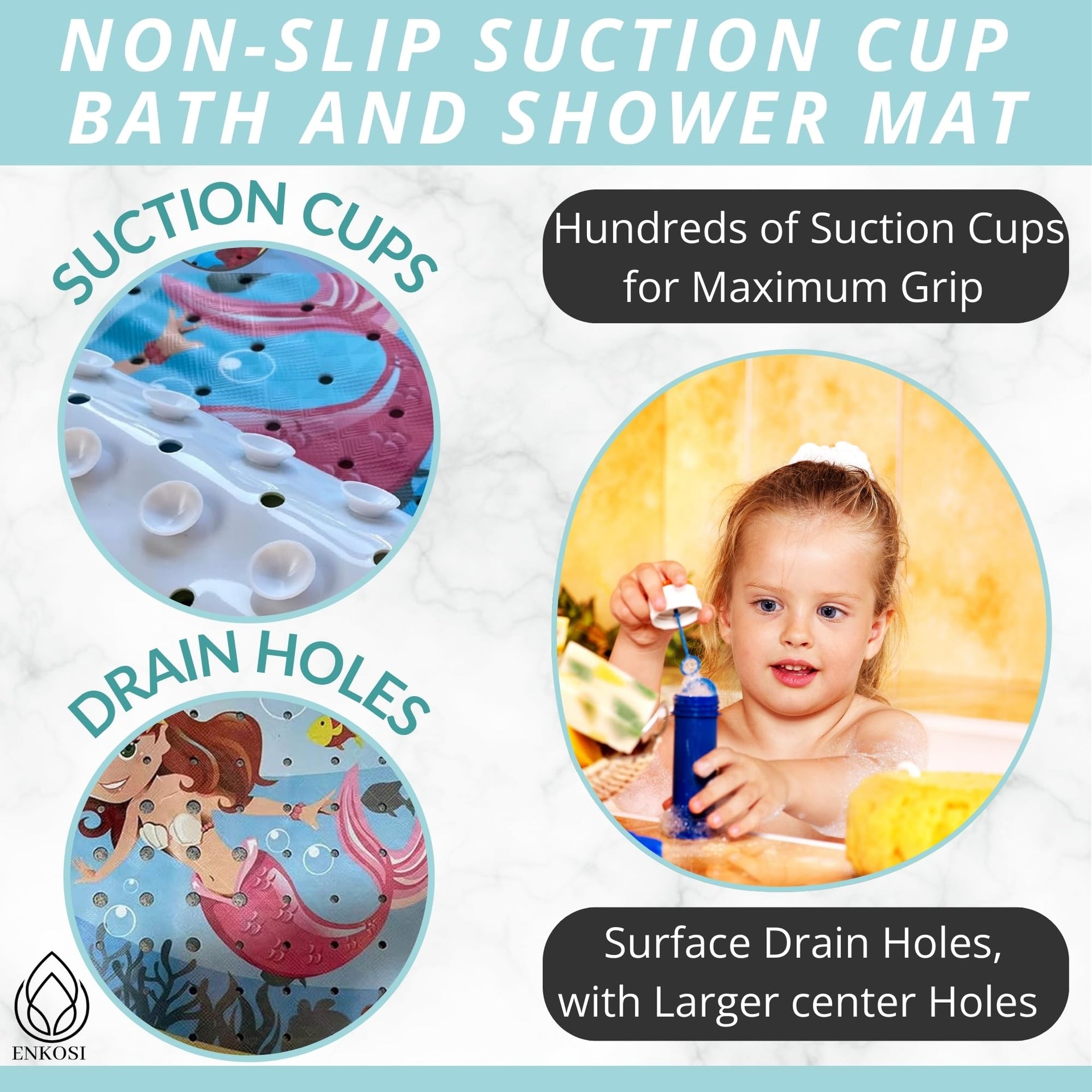 Non Slip Bath & Shower Mat 40x16 Extra Long