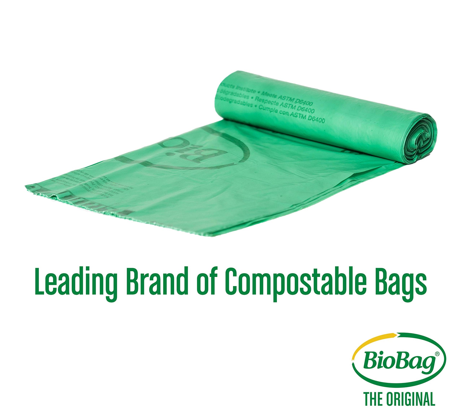 USA) The Original Compostable Bag, 32 Gallon, 120 Count, 100% Certified Compostable Trash Bag Liners for Food Waste, Extra Strong and Durable, Trash Bag