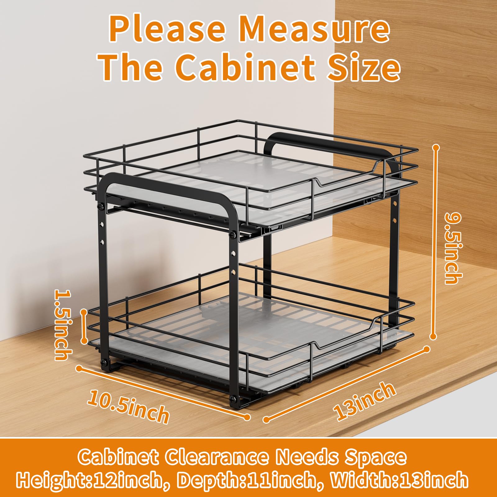 2 Tier Height Adjustable Pull Out Spice Rack
