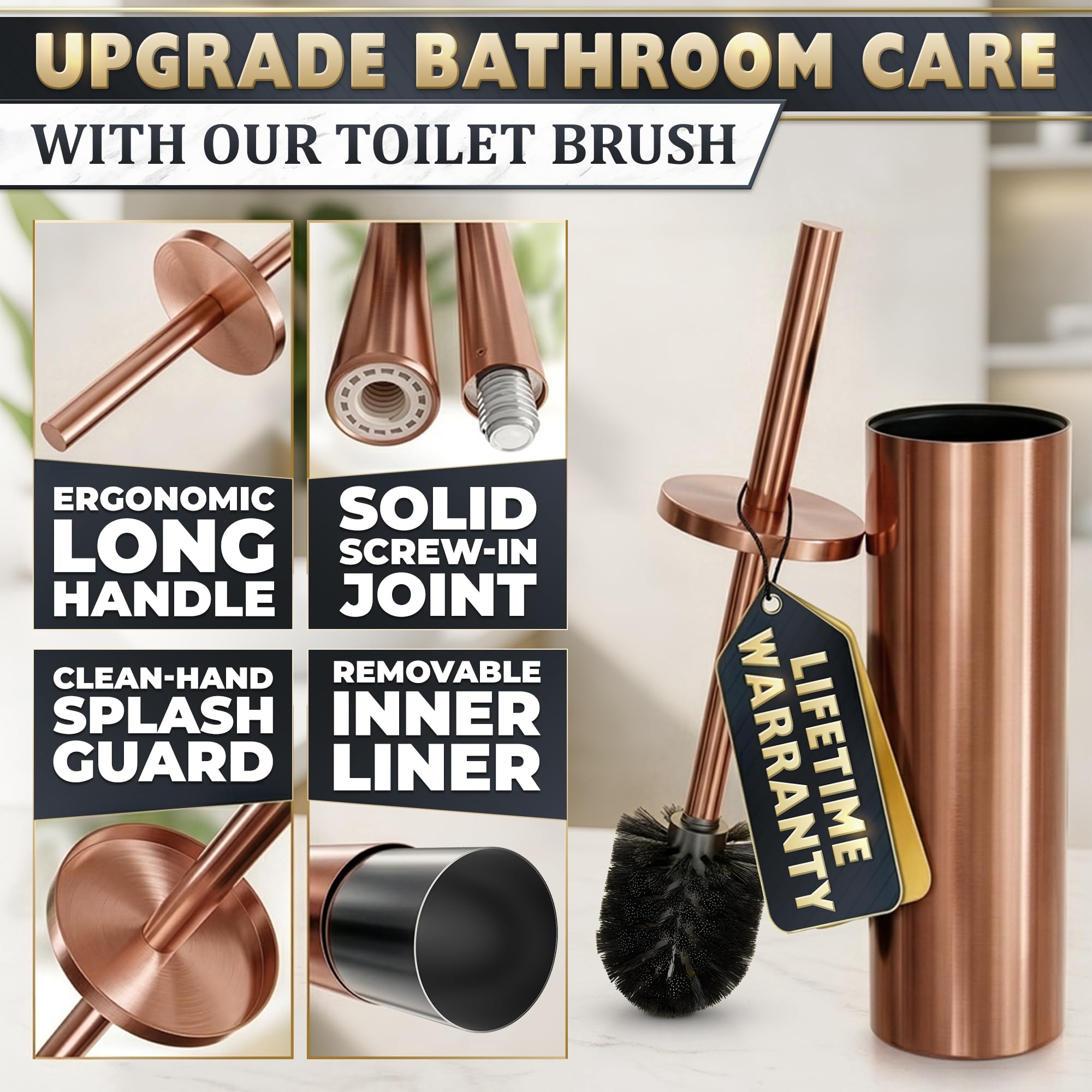 Bronze Toilet Brush and Holder Set for Modern Bathrooms