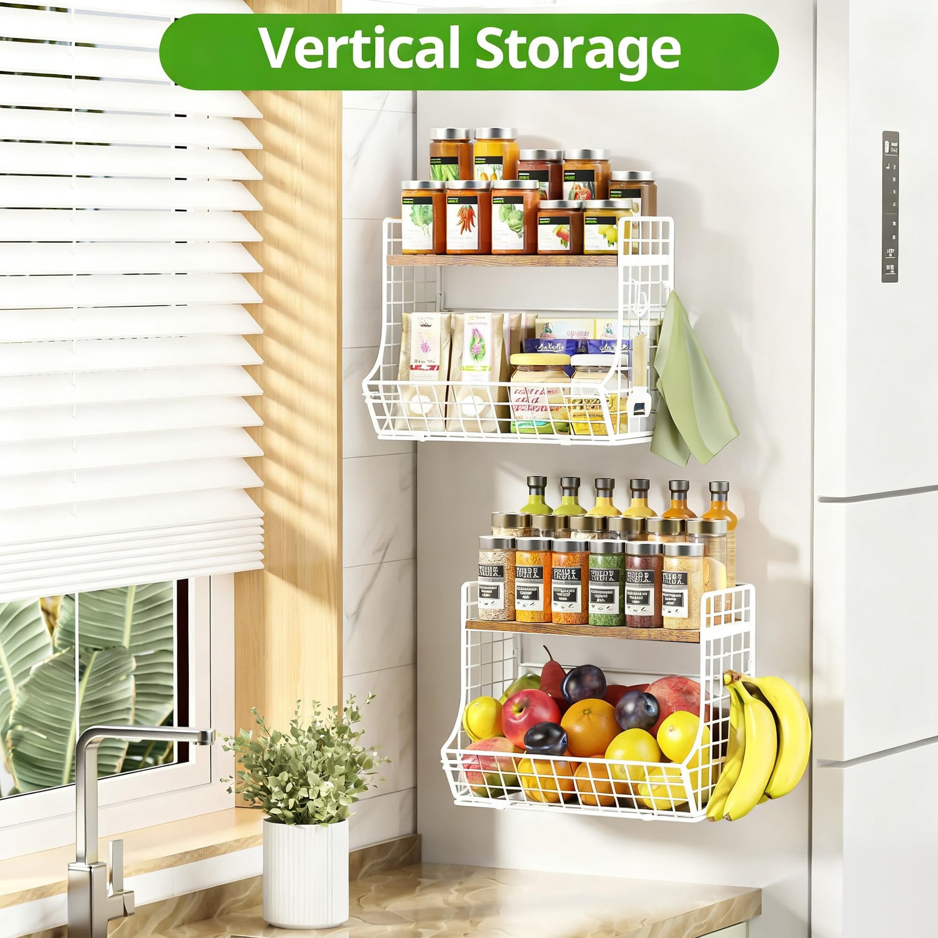 Magnetic Shelf for Fridge with Wood Lid