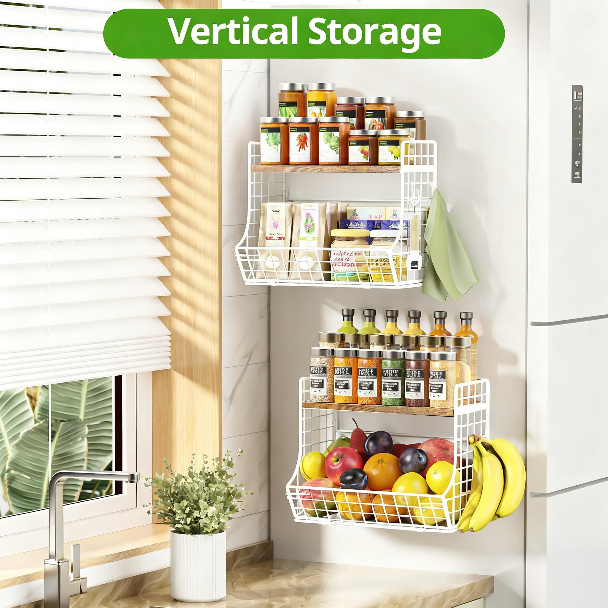 Magnetic Shelf for Fridge with Wood Lid