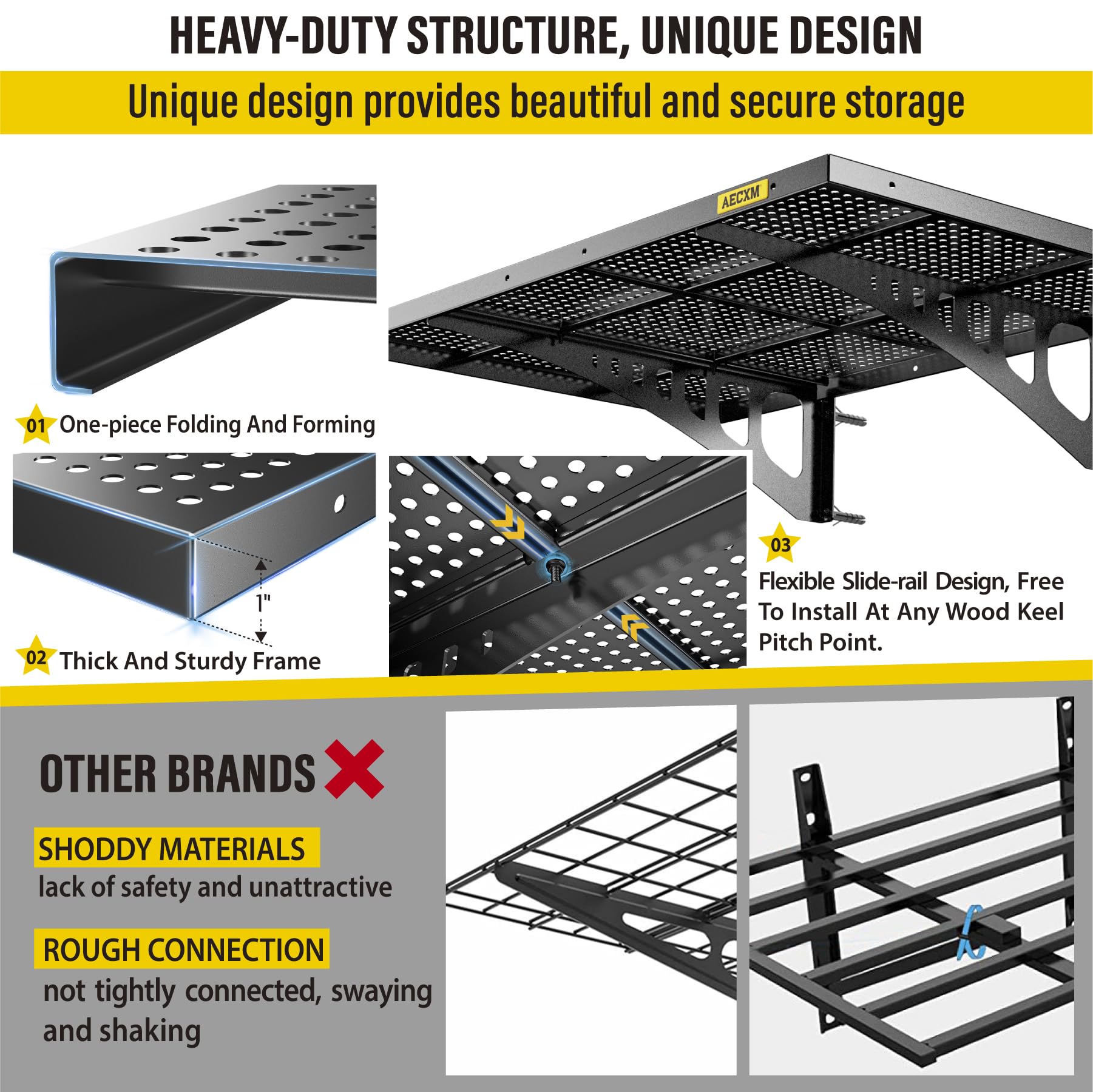 2 Pack 2x3ft Adjustable Garage Wall Shelving 560lbs Load Capacity Heavy Duty Wall Mounted Storage Shelf Metal Floating Shelves for Garage (2 Count)
