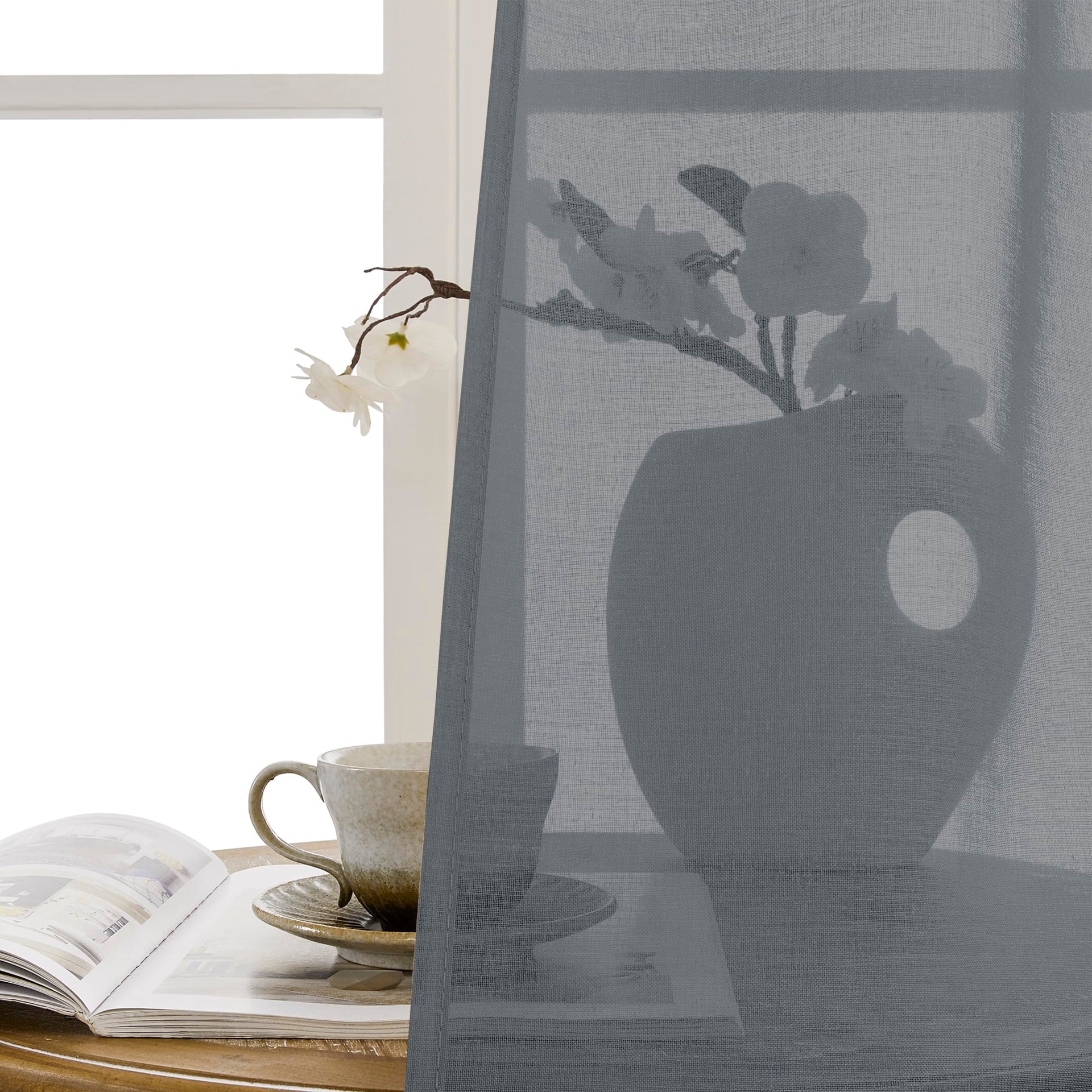 Short Sheer Door Curtain Closet Linen Textured Curtain Sheers Doorway Light Filtering Voile Patio Glass Doors Rod Pocket Curtains French Door