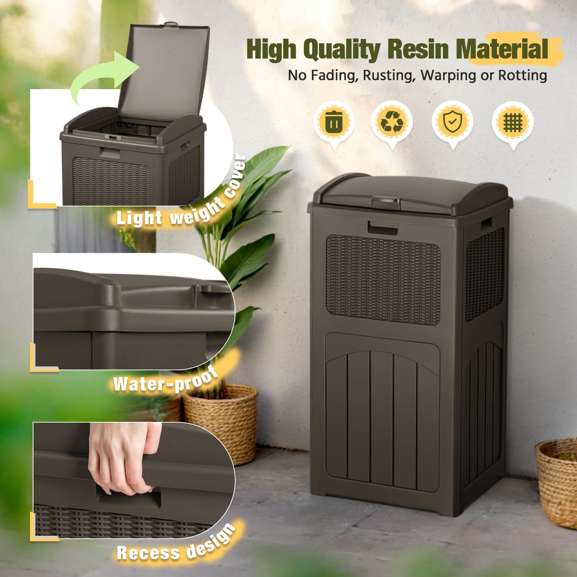 33 Gallon Outdoor Trash Can with Dual Lid (2 Count)