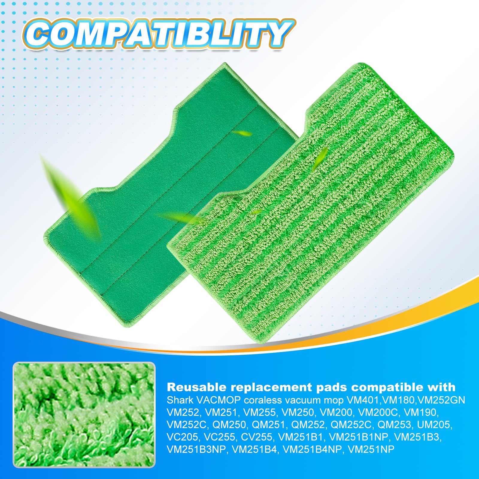 7Pk Mop Pads Compatible with Shark VACMOP VM252 (7 Count)