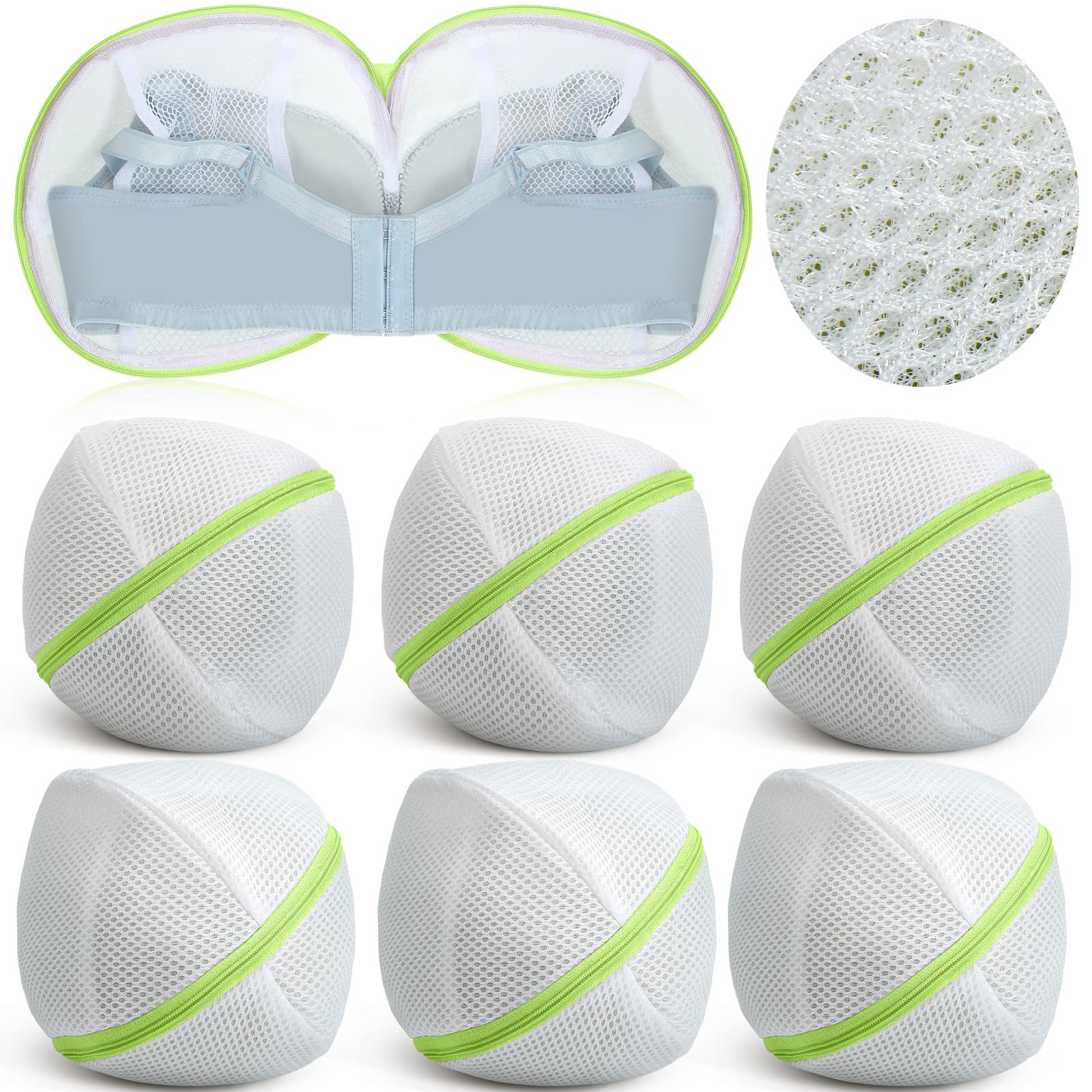 6 Pcs Bra Washing Bag for Laundry Storage Women 7.87 Inch Green