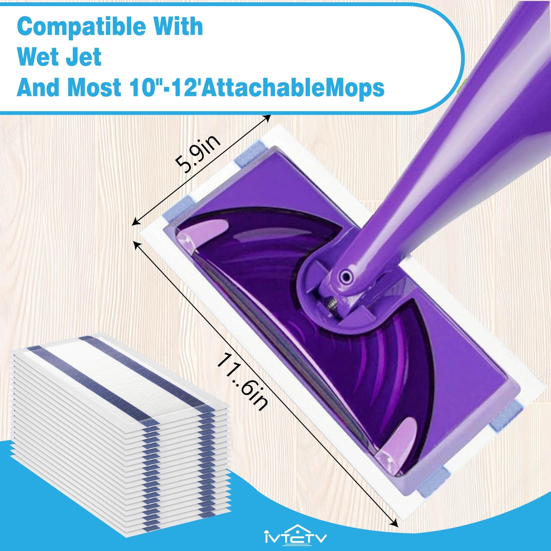 64p Disposable Refill Pack Compatible for Swiffer Wet Jet Spray Mops (64 Count)