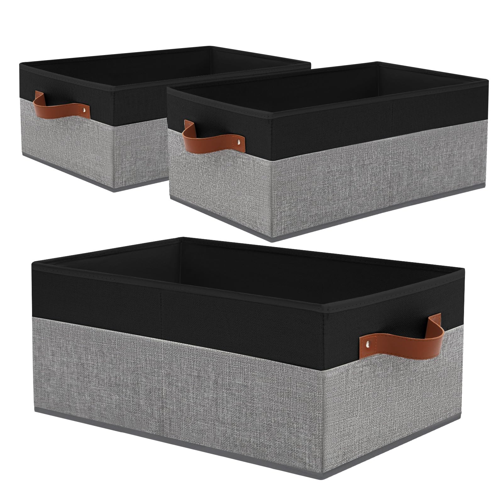 3 Pack Large Capacity Storage Bins Closet Organizer for Shelves (3 Count)