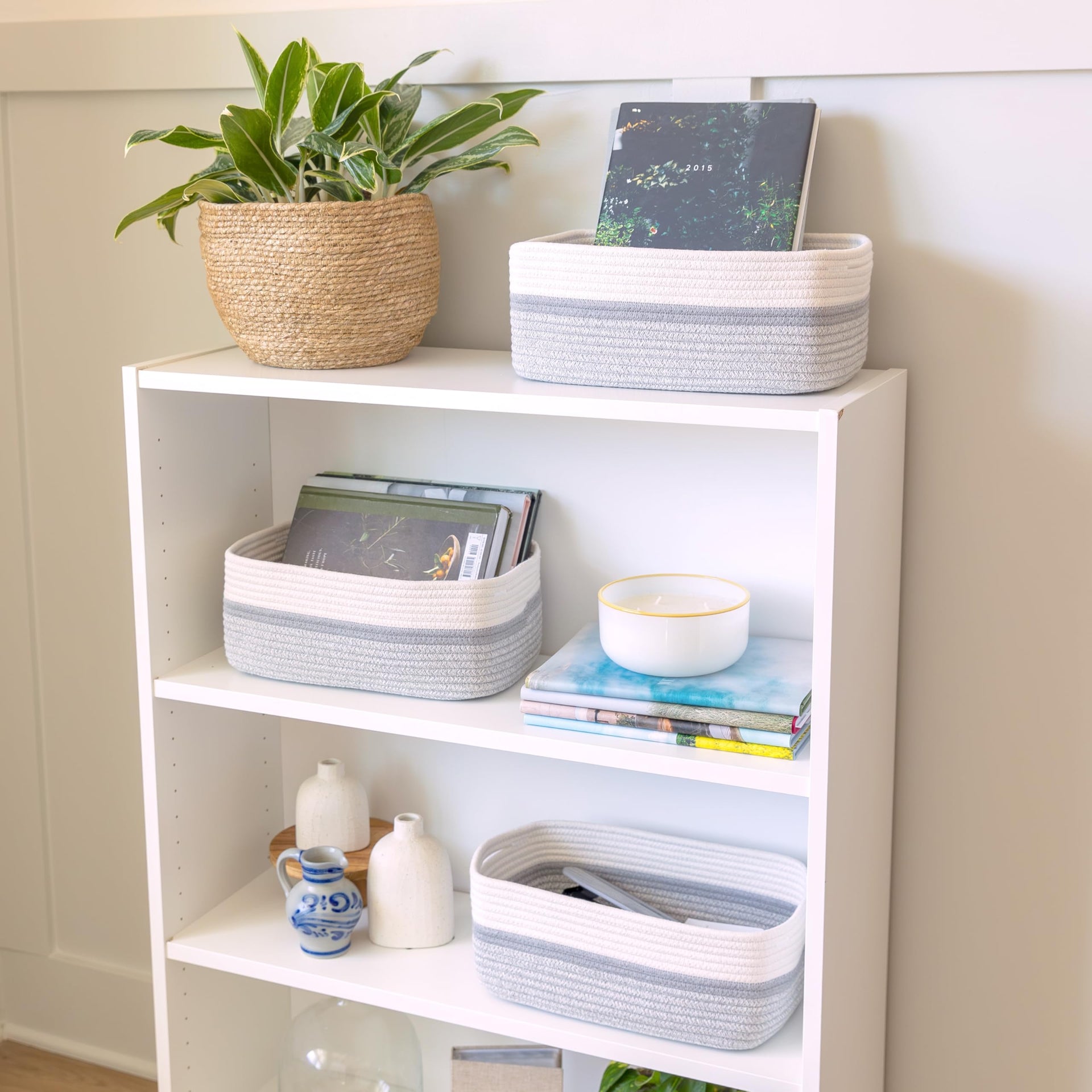 13.5”x8.5”x5.5” Storage Baskets for Shelves 3 Pack (3 Count)