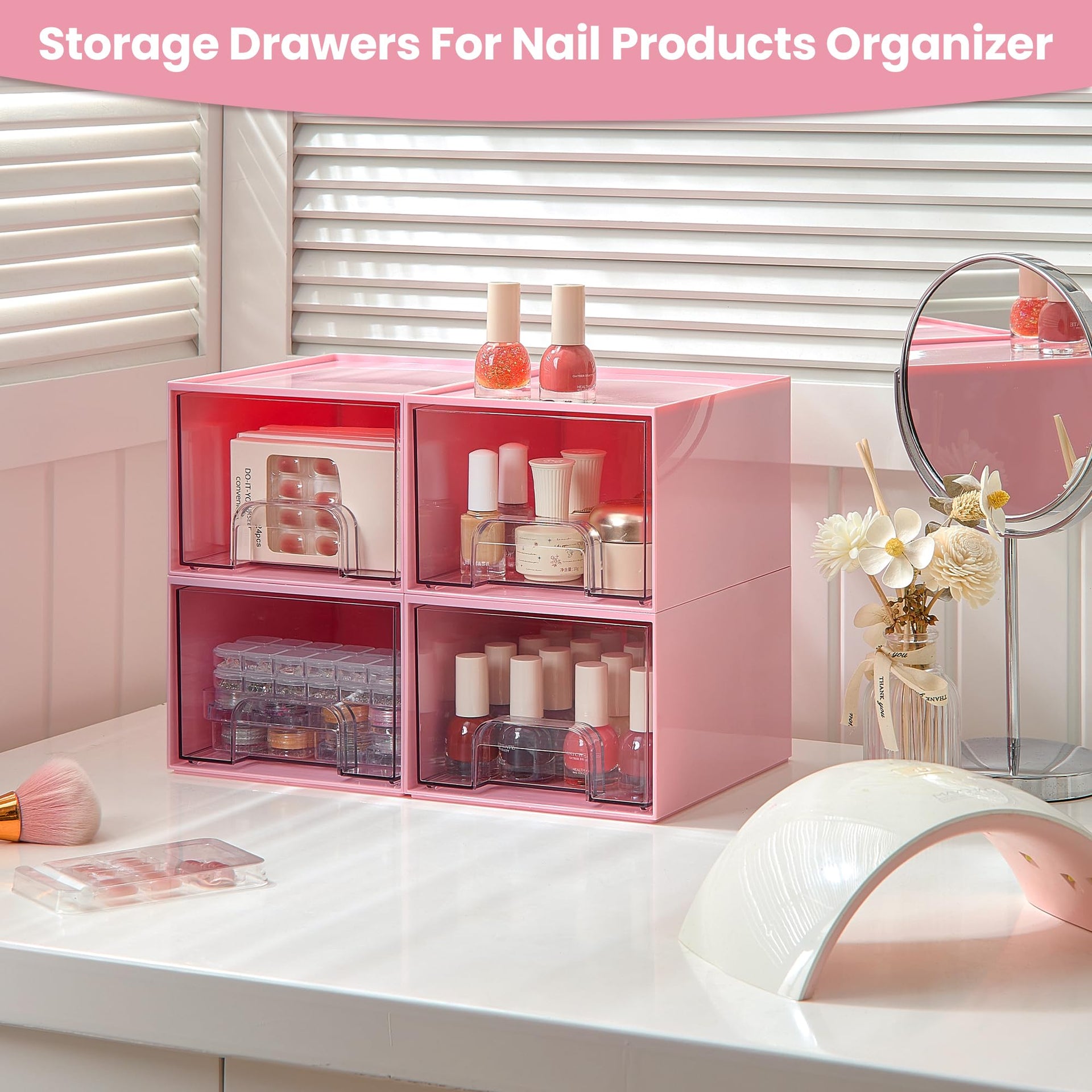 4 Pack Small Clear Stackable Storage Drawers (4 Count)
