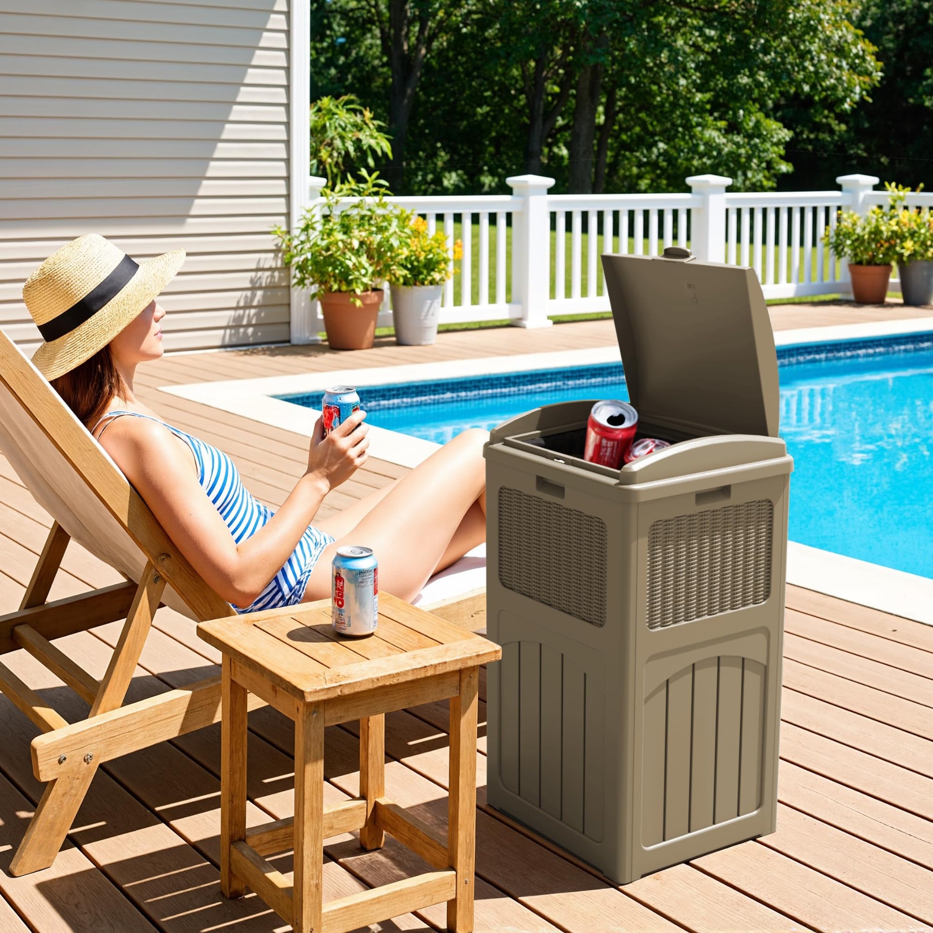 33 Gallon Resin Outdoor Trash Can with Lid (4 Count)