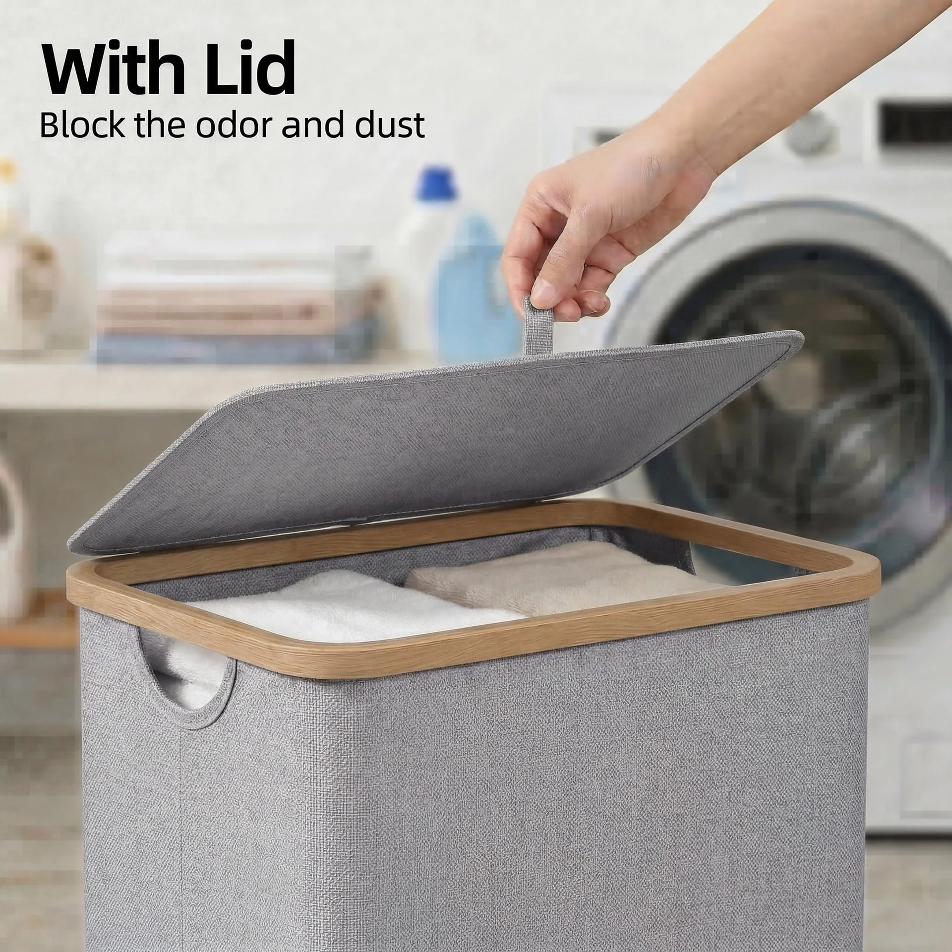 Laundry Basket with Lid and Removable Bag