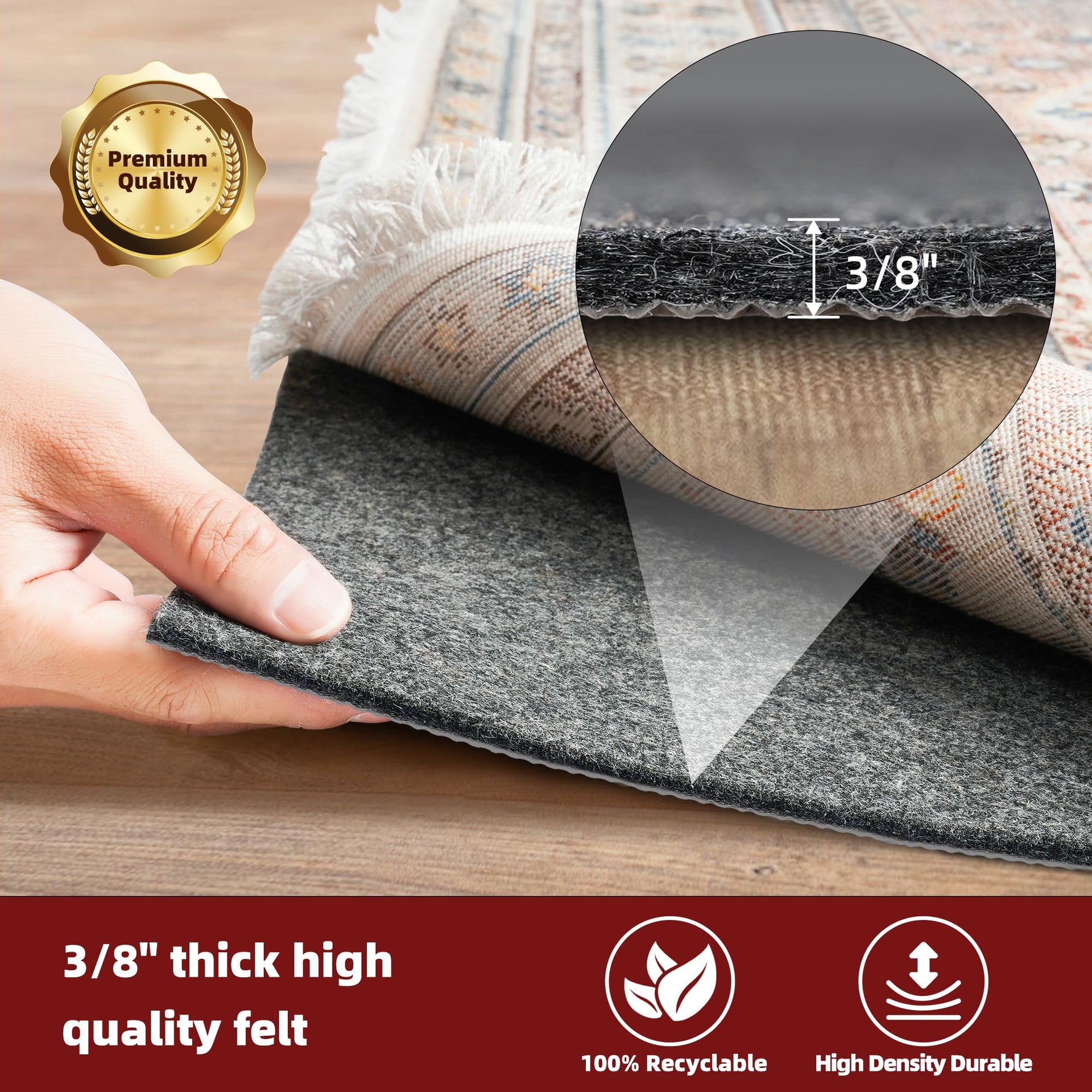 BAGAIL Felt and Natural Rubber Backing Rug Pads 3 (40 Sq Ft)