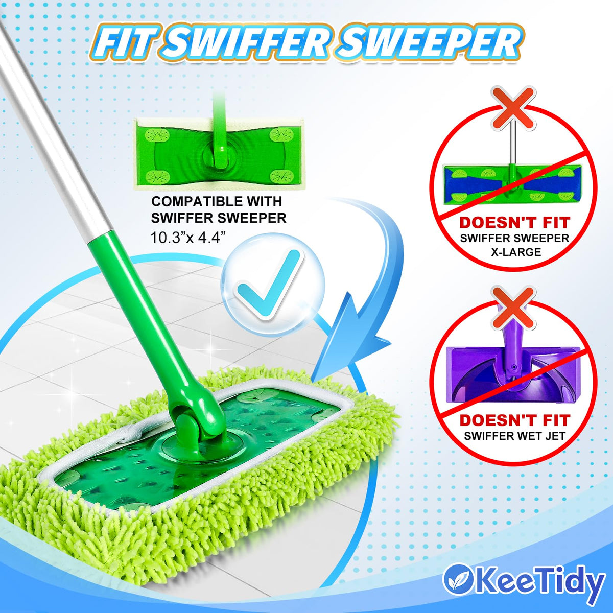 Reusable Microfiber Mop Pads Compatible with Swiffer Sweeper Mop (3 Count)