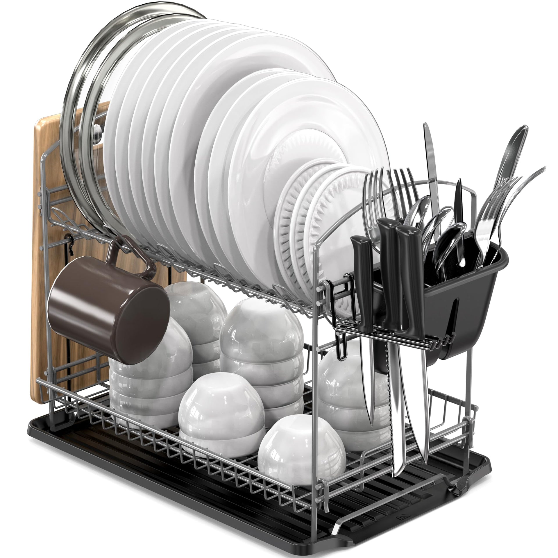 2 Tier Dish Rack with Drainboard