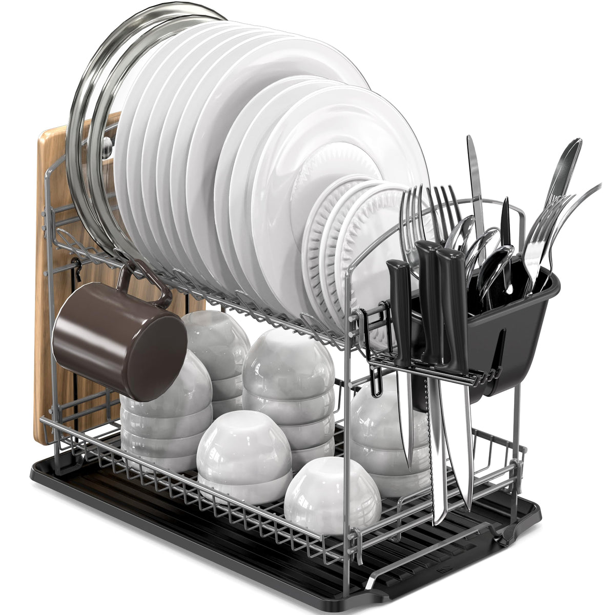 2 Tier Dish Rack with Drainboard