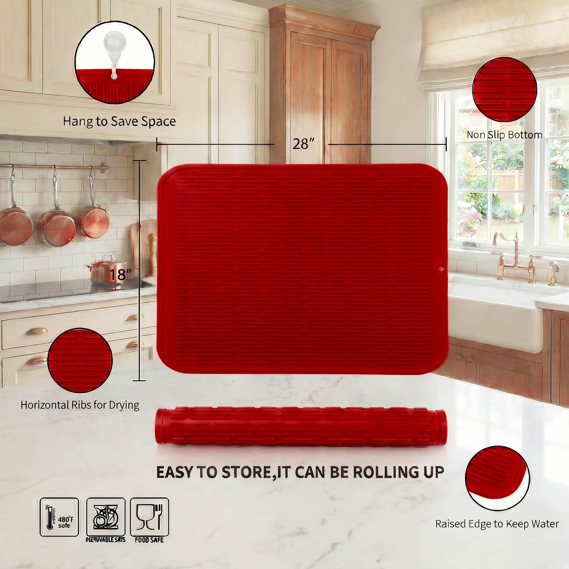 Silicone Dish Drying Mat for Multiple Usage