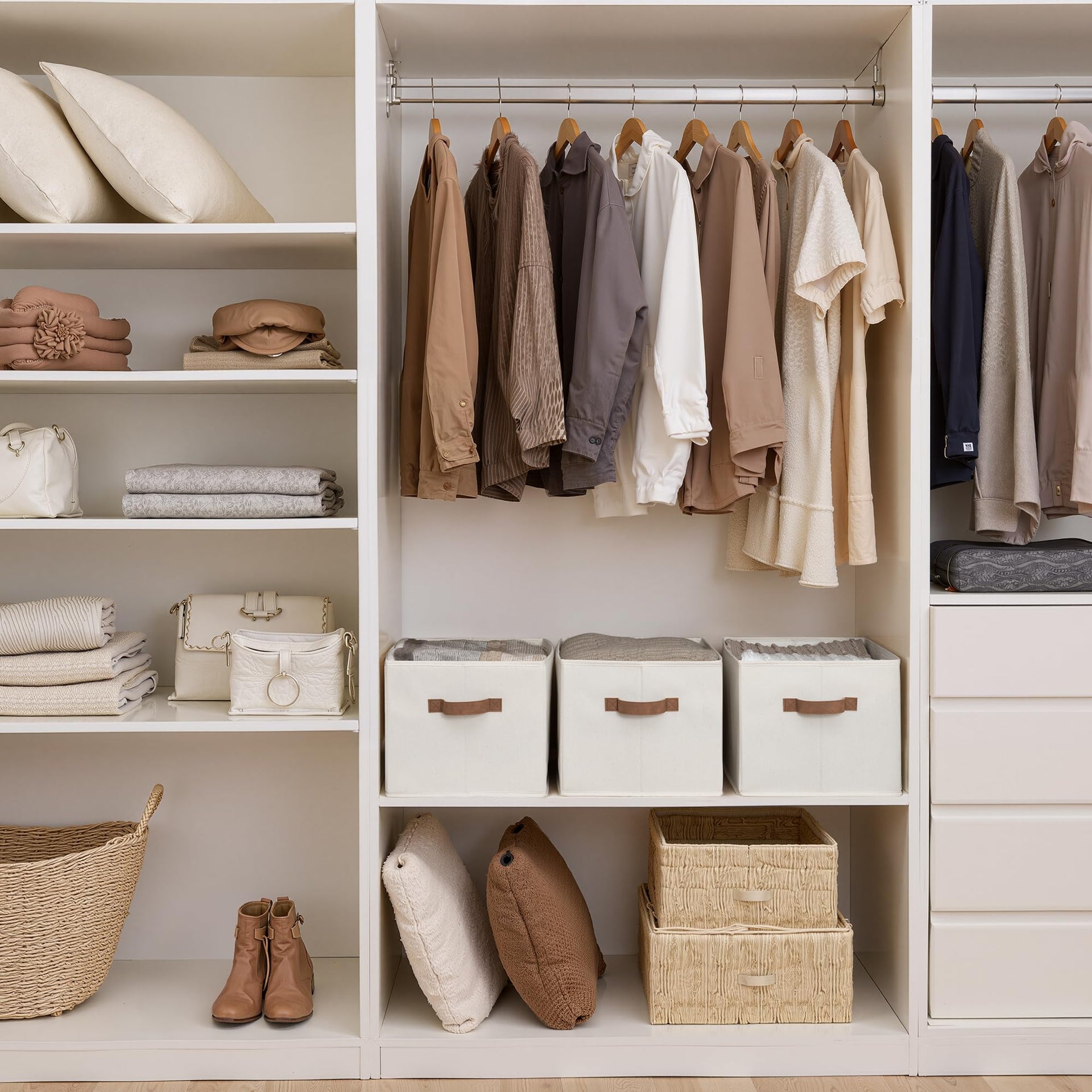Closet Storage Bins with PU Handles (3 Count)