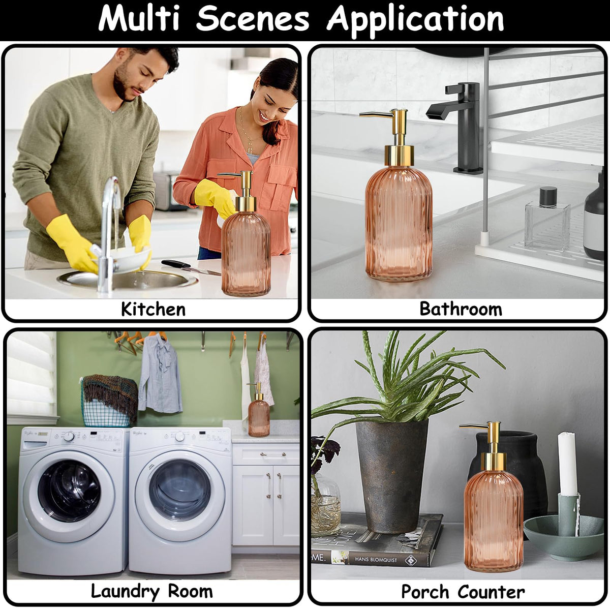 Glass Soap Dispenser with Gold Plastic Pump