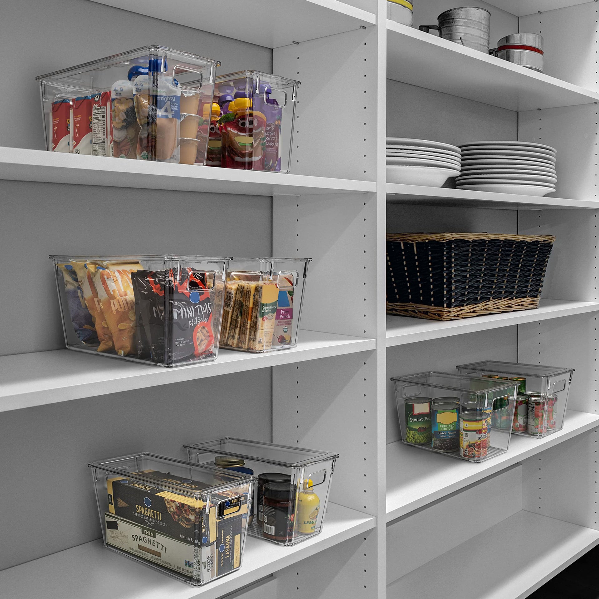 Plastic Storage Bins with Lids for Pantry & Fridge (4 Count)