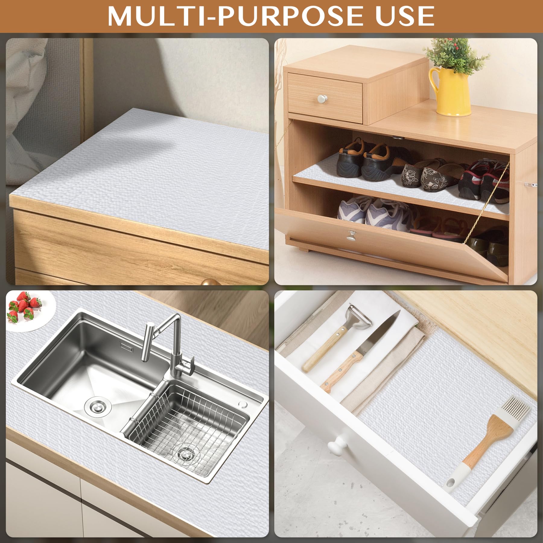 Non Adhesive Shelf and Drawer Liner for Kitchen Cabinets