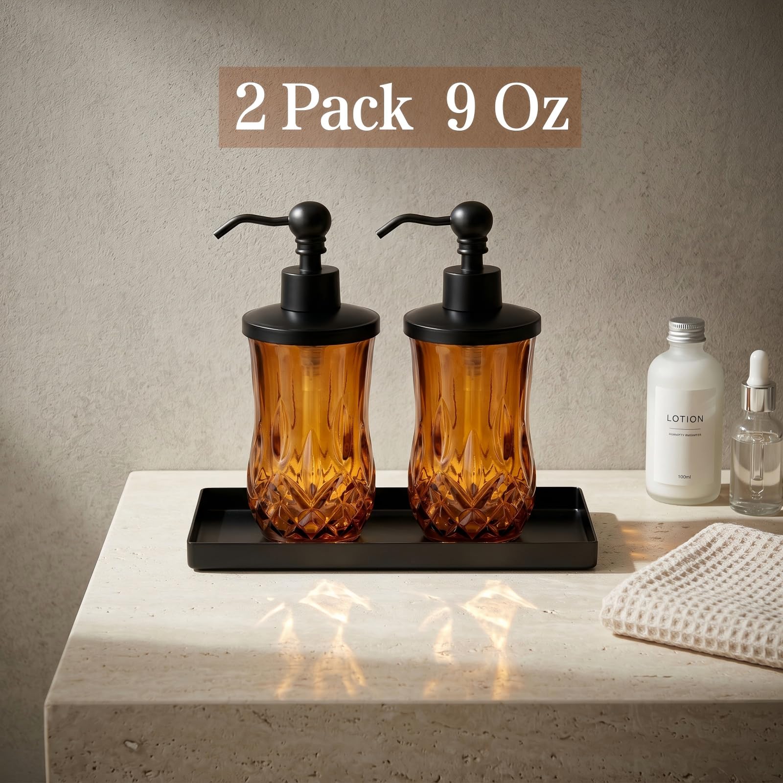 2 Pack 9Oz Amber Soap Dispenser (2 Count)