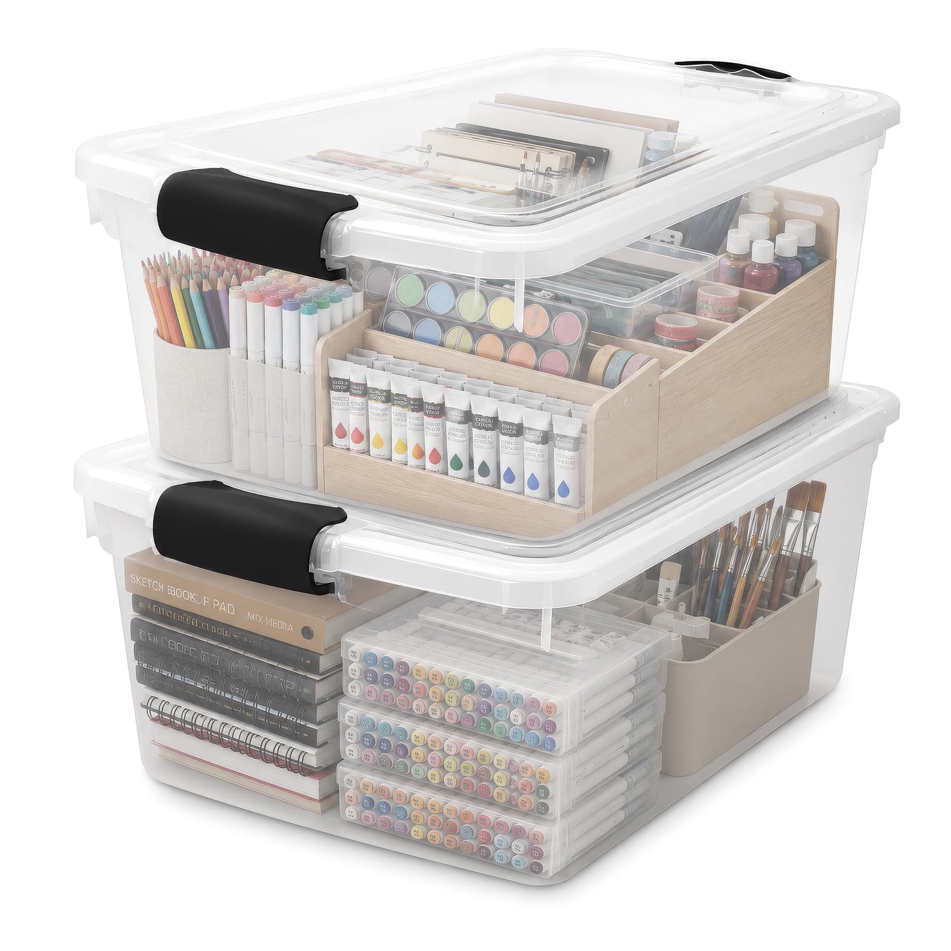 Clear Plastic Storage Bin with Secure Latch (2 Count)